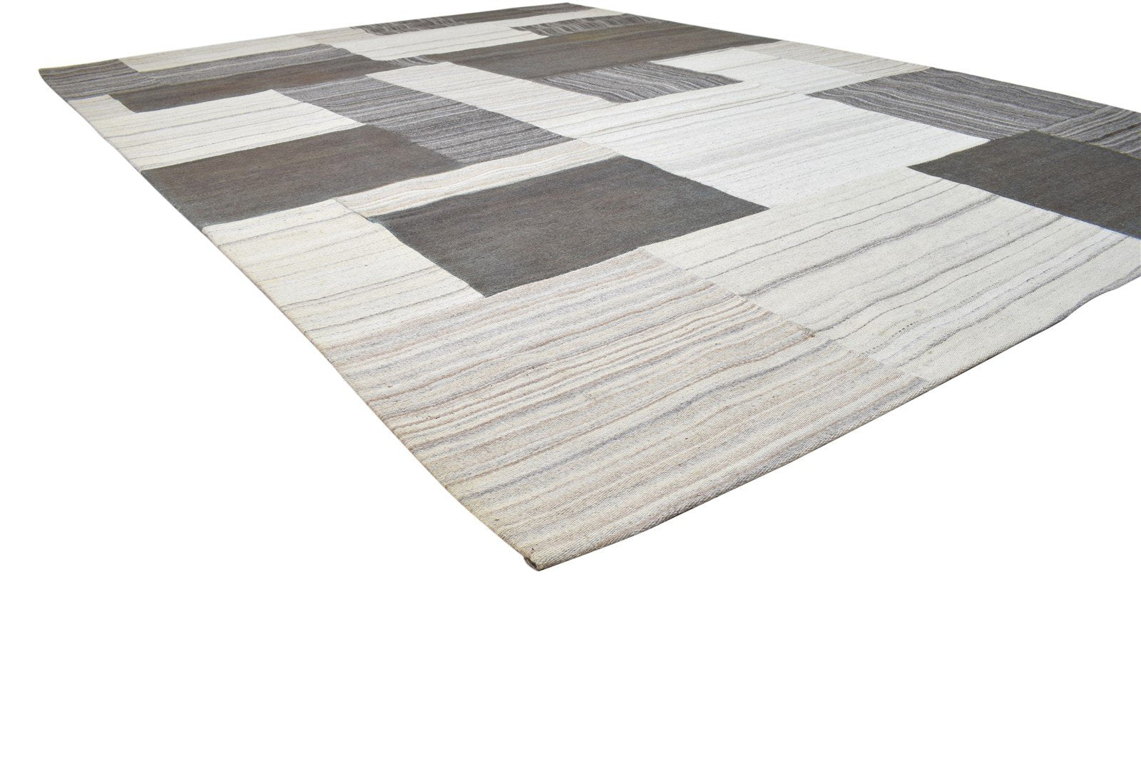 Hand Tufted Grey Wool Rug 8' X 11' Modern Scandinavian Geometric Large Carpet Area Rug