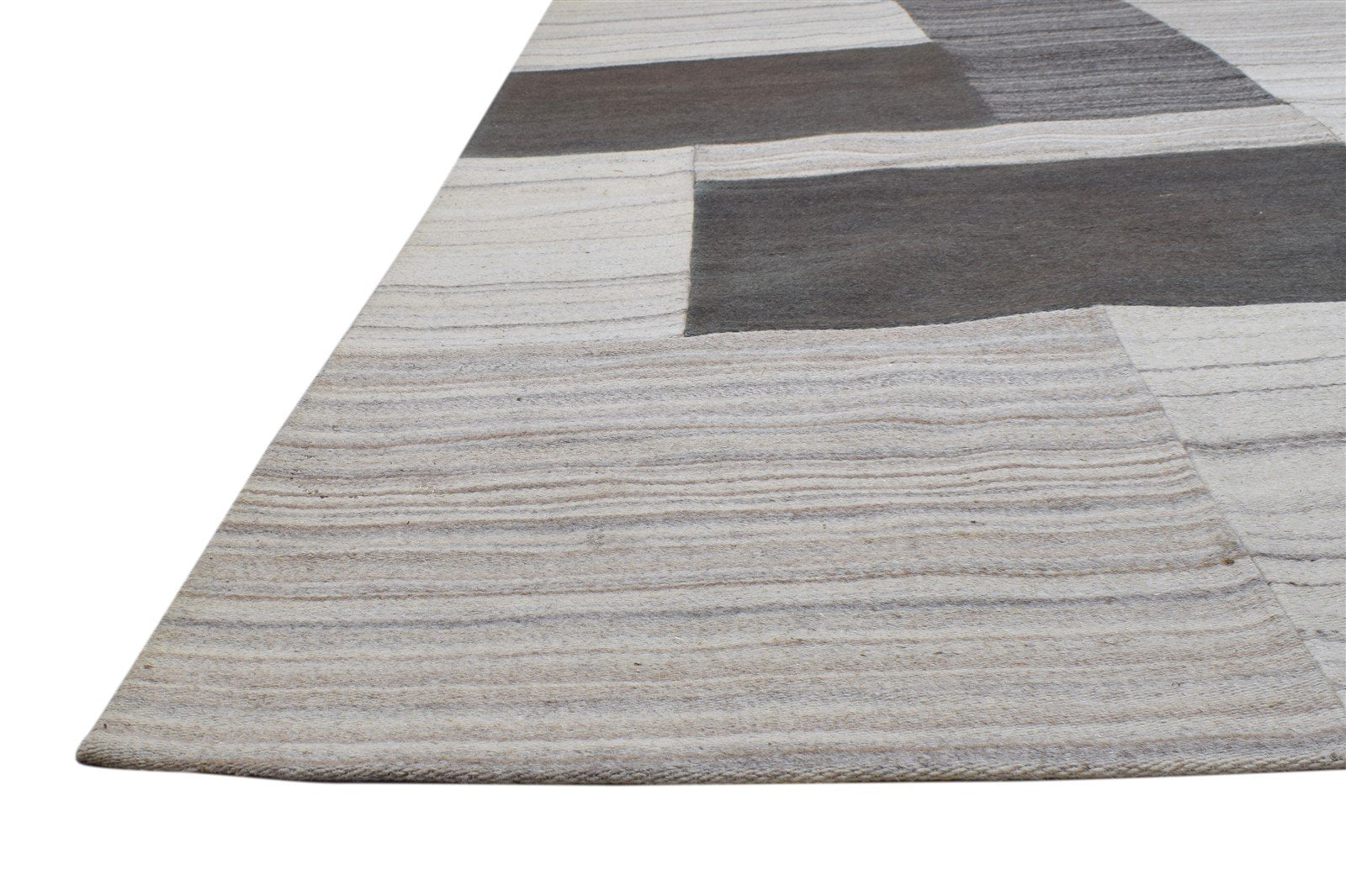 Hand Tufted Grey Wool Rug 8' X 11' Modern Scandinavian Geometric Large Carpet Area Rug