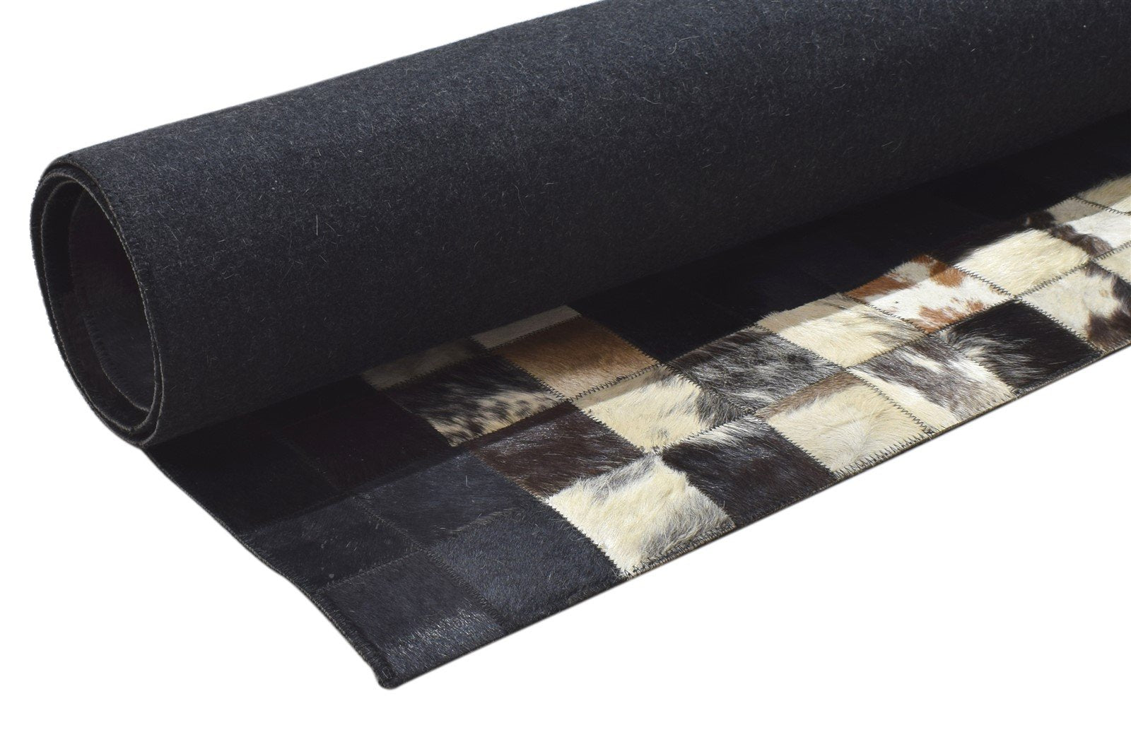 Leather / Cotton Charcoal Rug 5X7 Modern Hand Woven Geometric Room Size Area Rug