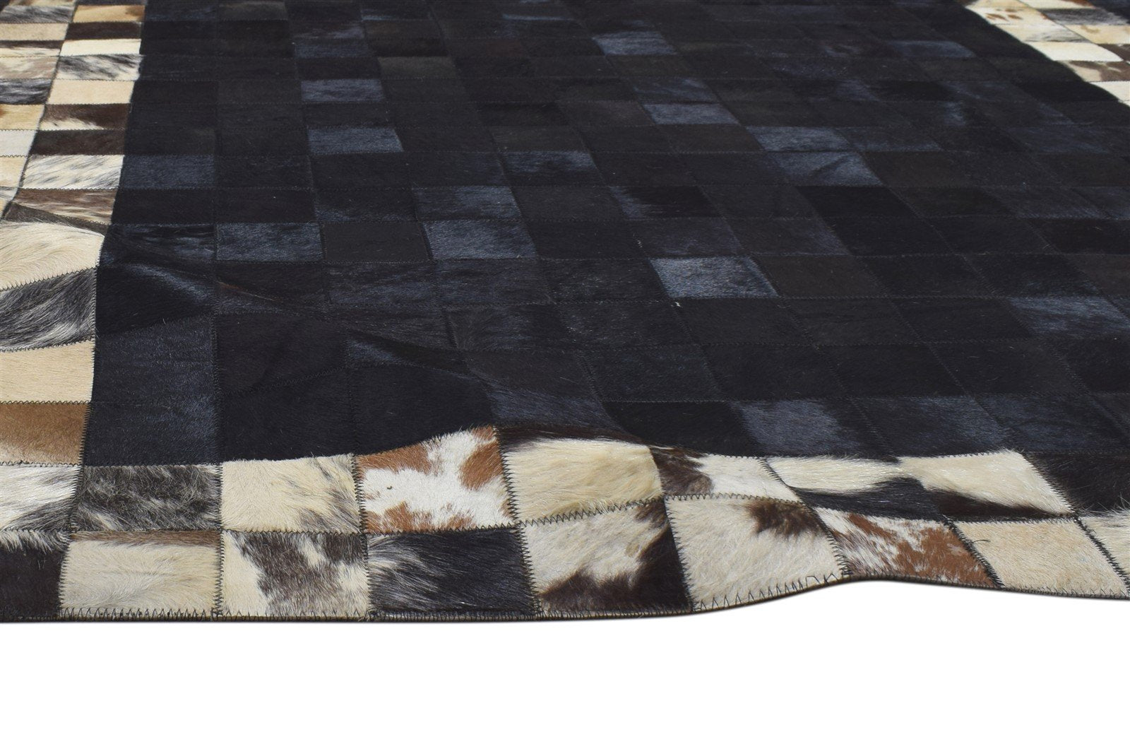 Leather / Cotton Charcoal Rug 5X7 Modern Hand Woven Geometric Room Size Area Rug
