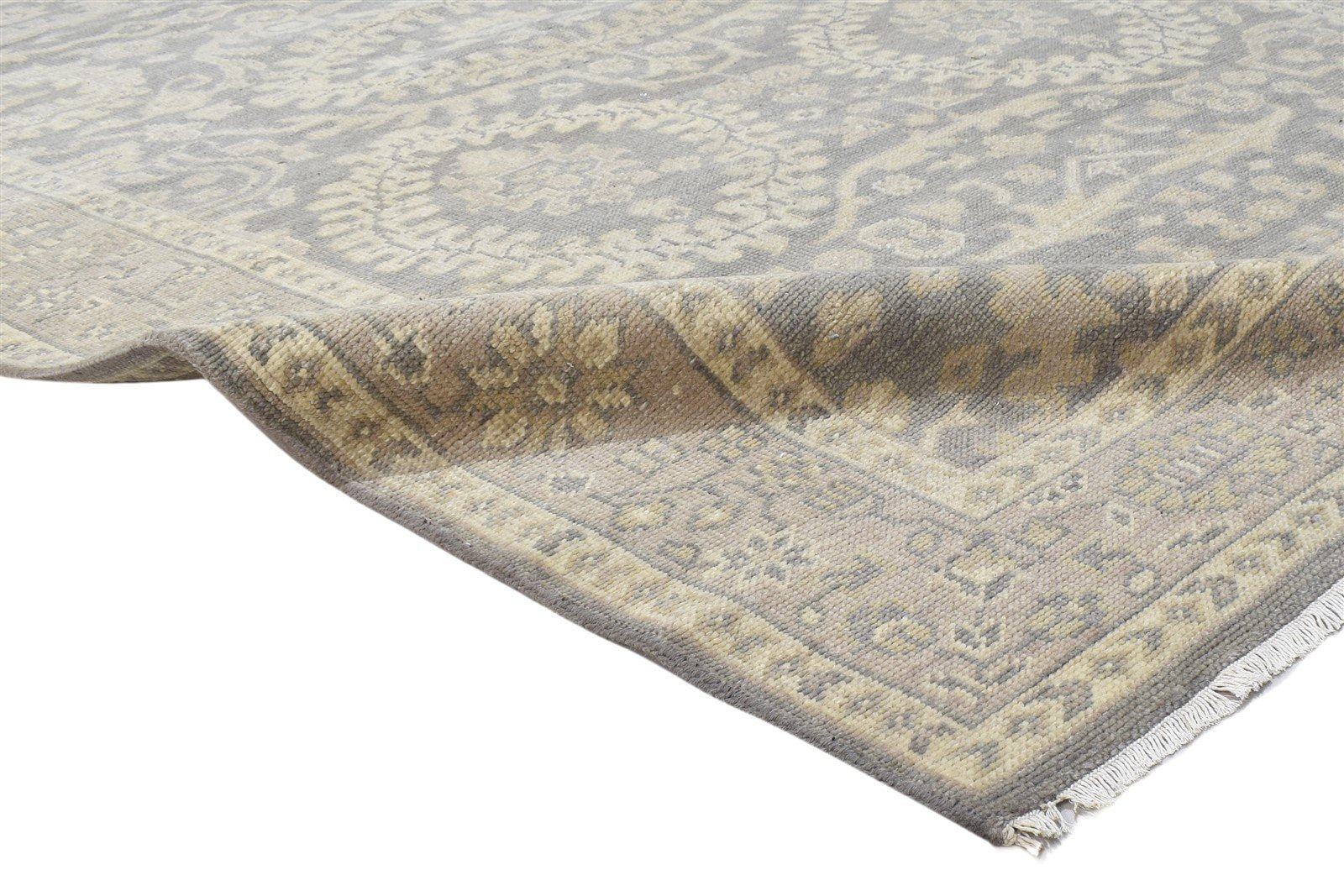 Hand Knotted Grey Wool Rug 6' X 8' Persian Nain Oriental Room Size Carpet Area Rug