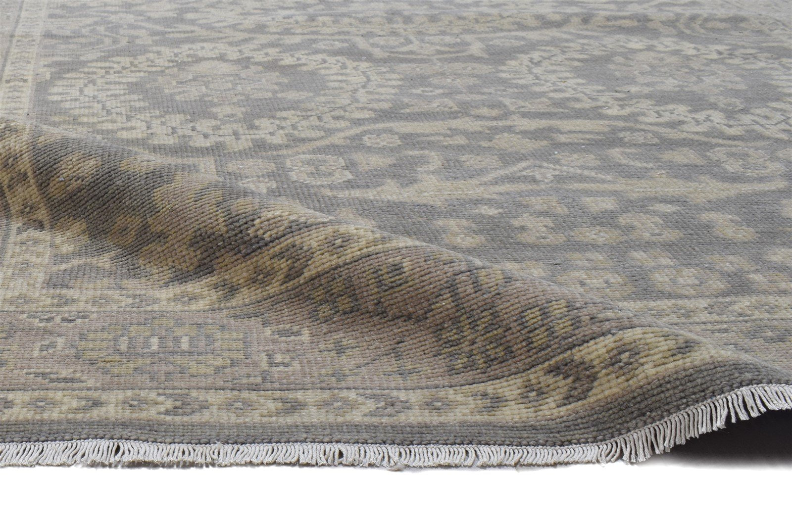 Hand Knotted Grey Wool Rug 6' X 8' Persian Nain Oriental Room Size Carpet Area Rug