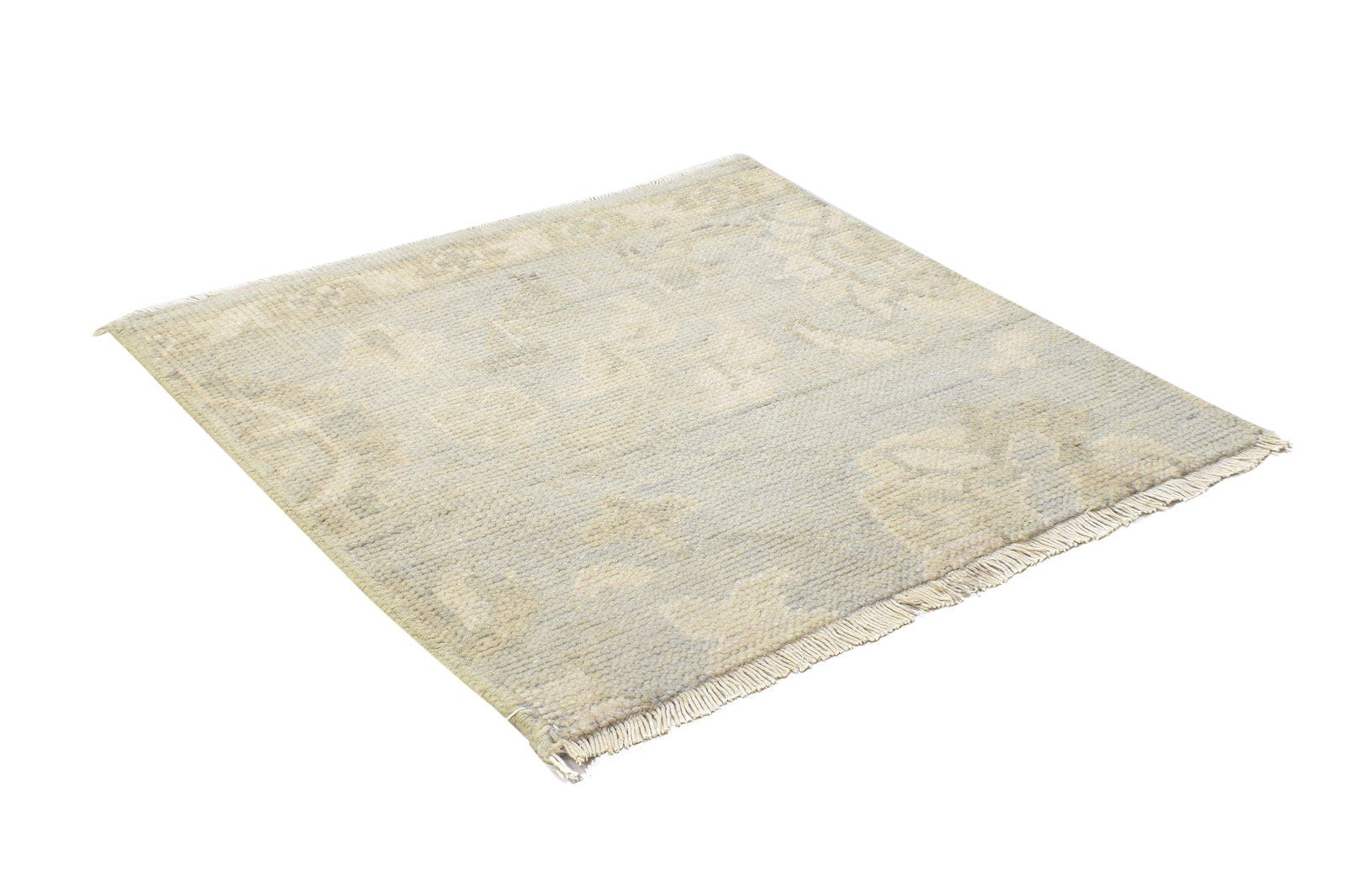 2' X 2' Rug Wool Grey Persian Hand Knotted Oushak Oriental Small Carpet Area Rug