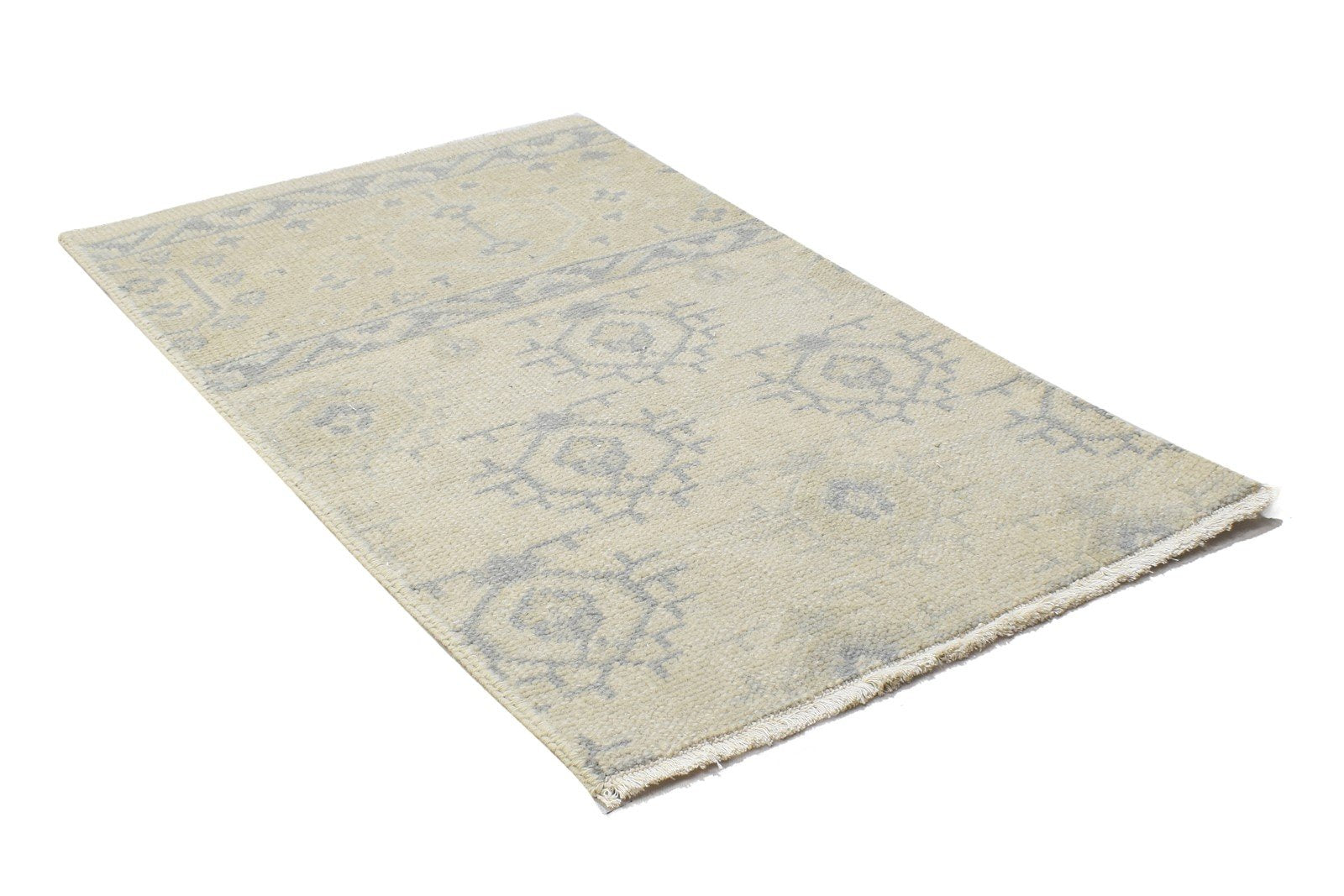 Beige Wool Rug 2' X 3' Persian Hand Knotted Bokhara Oriental Small Carpet Area Rug