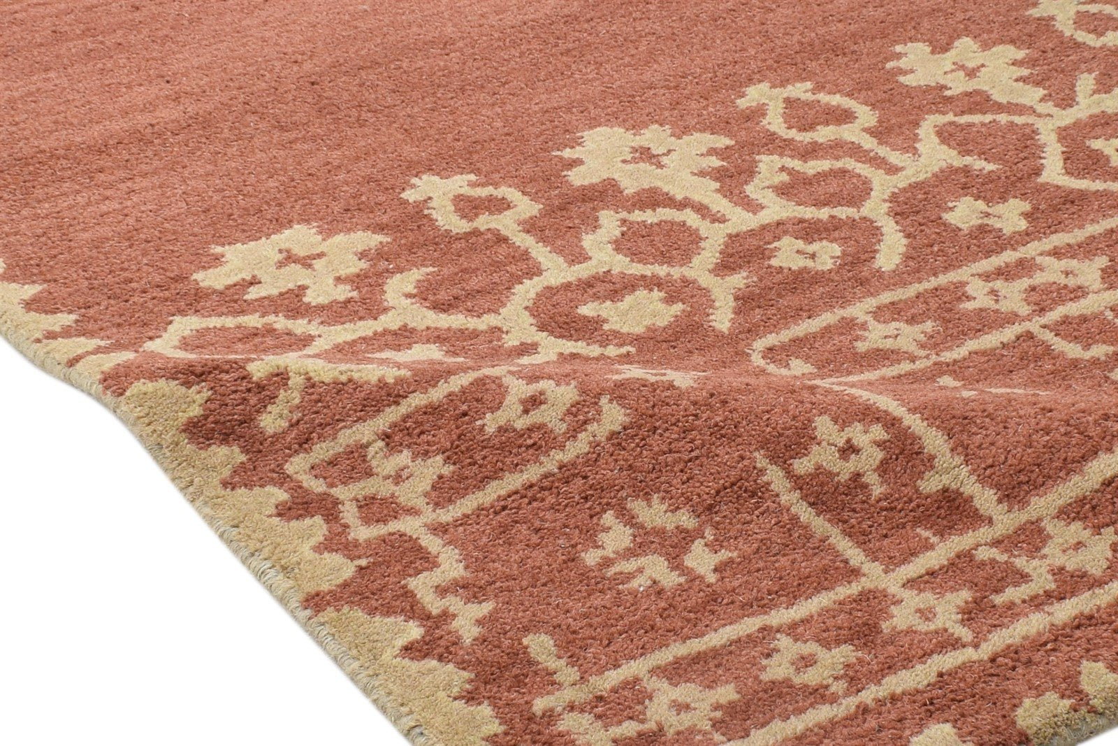 3' X 9' Rug Wool Rust Modern Hand Tufted French Floral Small Runner Area Rug