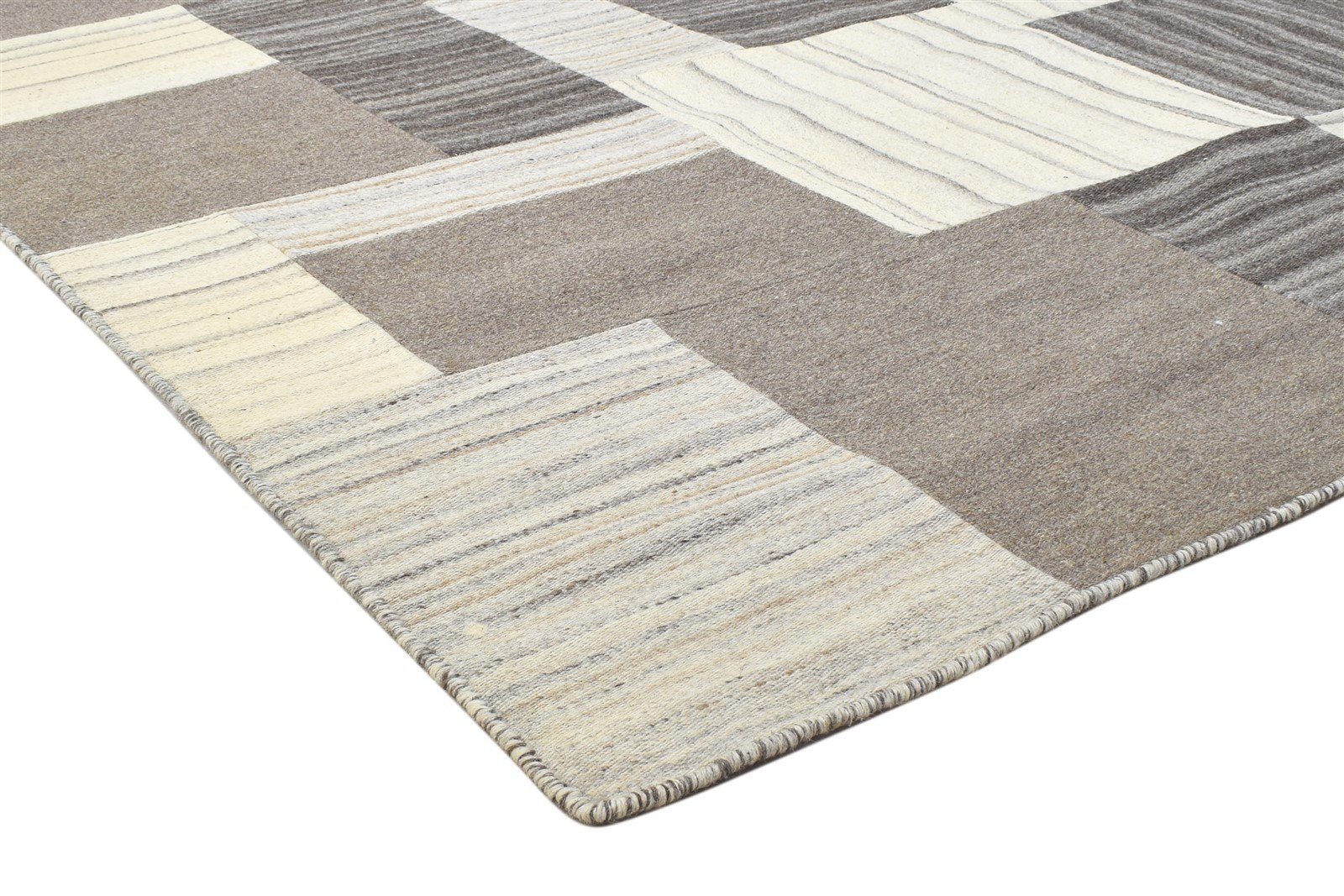 5X8 Rug Wool Brown Modern Hand Tufted Scandinavian Geometric Room Size Carpet Area Rug
