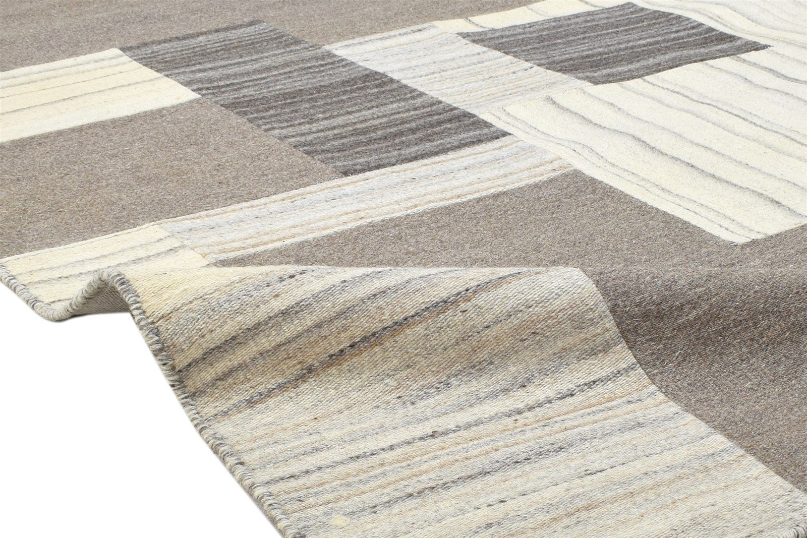 5X8 Rug Wool Brown Modern Hand Tufted Scandinavian Geometric Room Size Carpet Area Rug