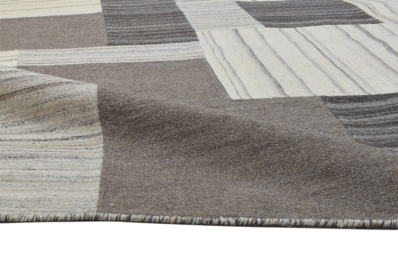 5X8 Rug Wool Brown Modern Hand Tufted Scandinavian Geometric Room Size Carpet Area Rug