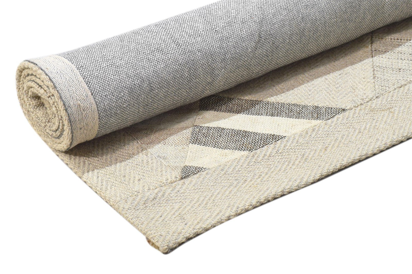 Beige Wool Rug 4X6 Modern Hand Tufted Scandinavian Geometric Room Size Carpet Area Rug