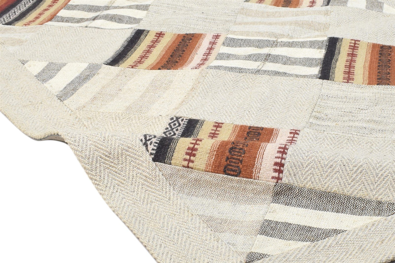 Beige Wool Rug 4X6 Modern Hand Tufted Scandinavian Geometric Room Size Carpet Area Rug