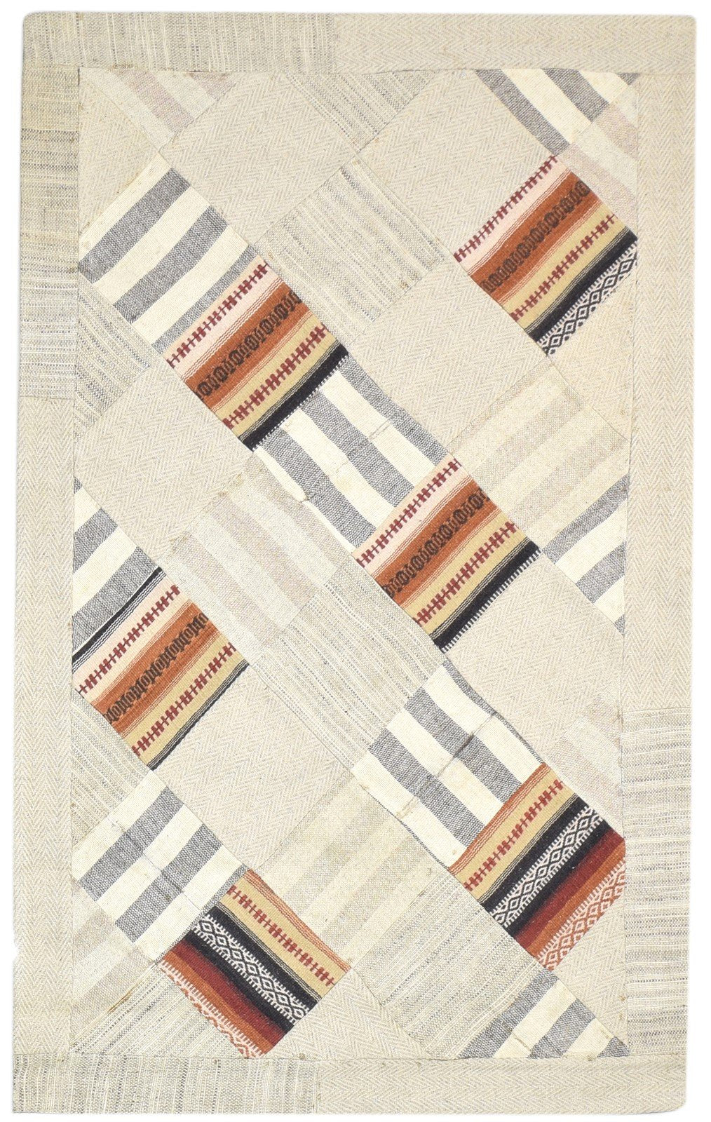 Beige Wool Rug 4X6 Modern Hand Tufted Scandinavian Geometric Room Size Carpet Area Rug