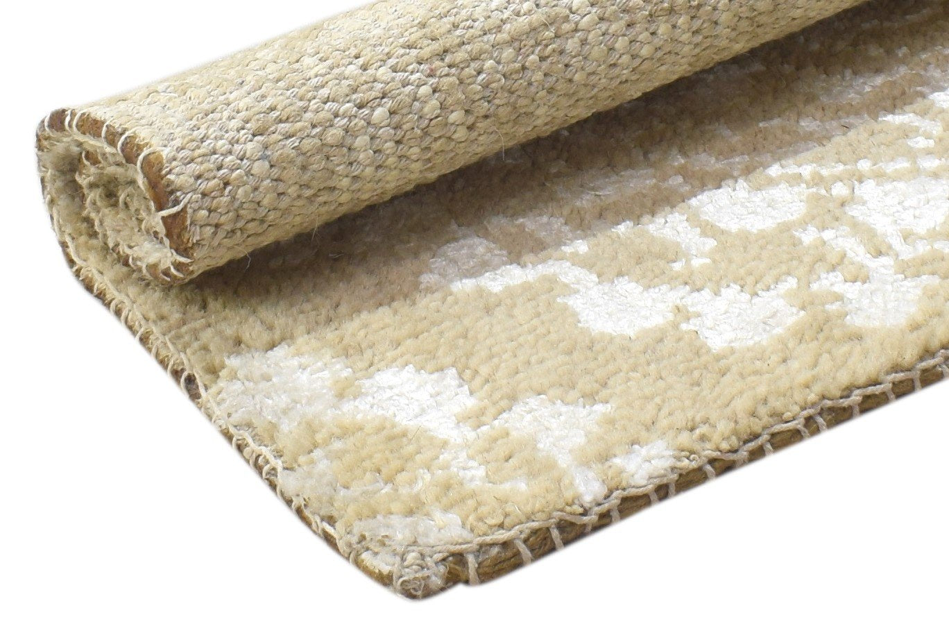 2' X 2' Rug Wool / Silk Brown Modern Hand Knotted Moroccan Floral Small Carpet Area Rug