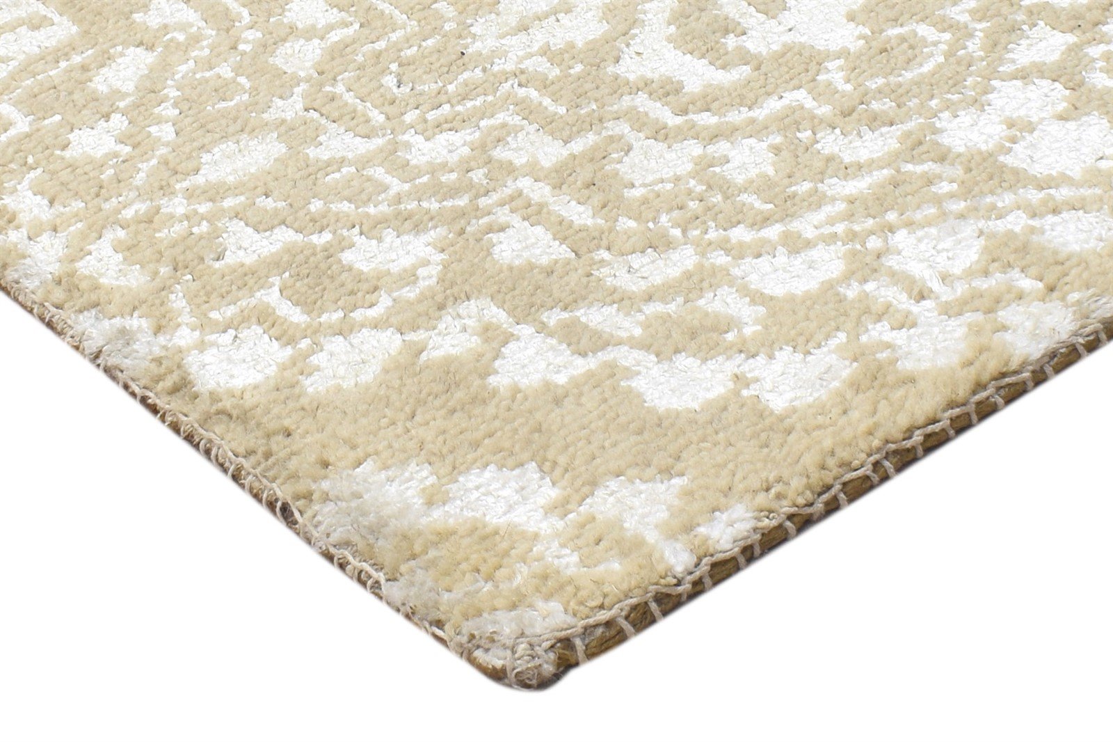 2' X 2' Rug Wool / Silk Brown Modern Hand Knotted Moroccan Floral Small Carpet Area Rug