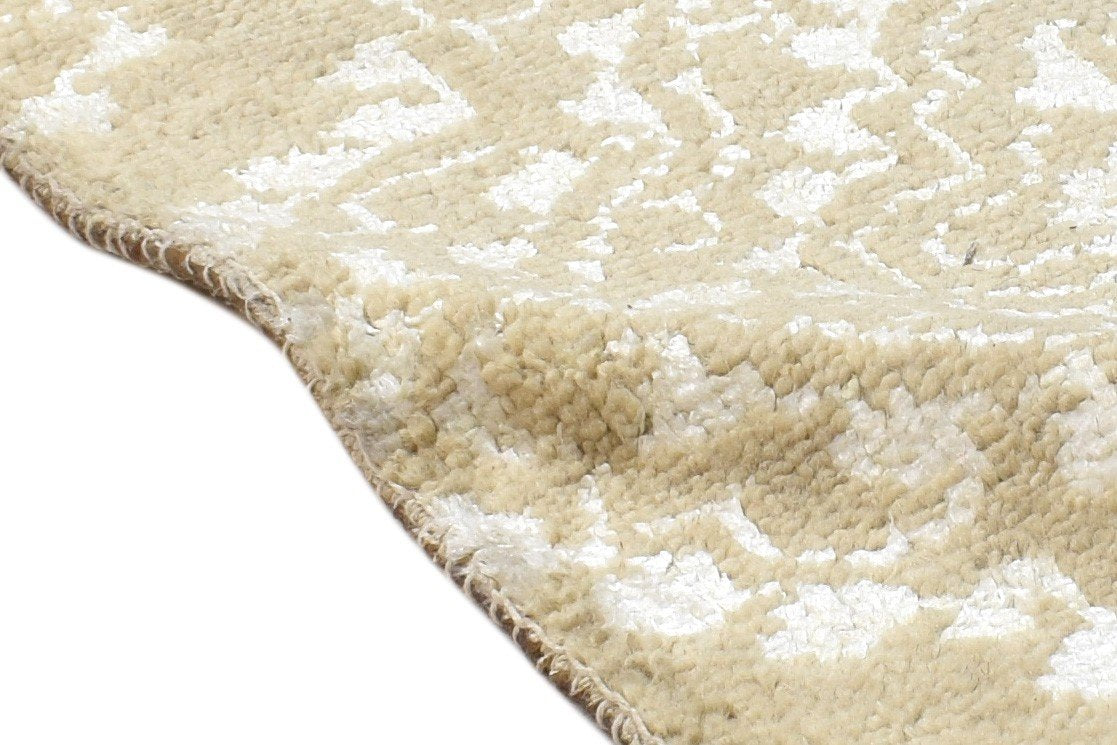 2' X 2' Rug Wool / Silk Brown Modern Hand Knotted Moroccan Floral Small Carpet Area Rug