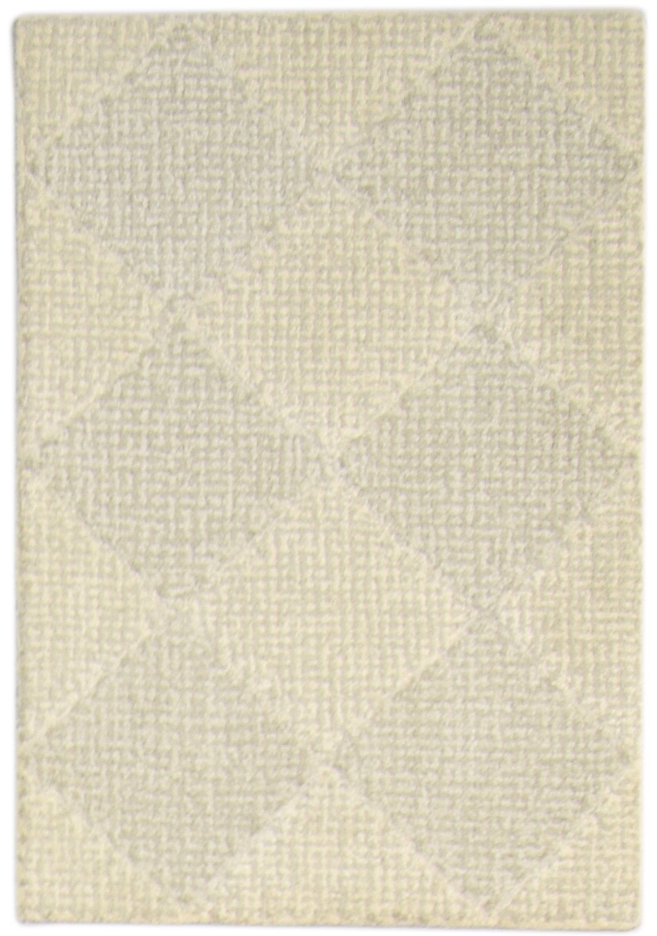 Wool Beige Rug 2' X 3' Modern Hand Tufted Scandinavian Diamond Small Carpet Area Rug