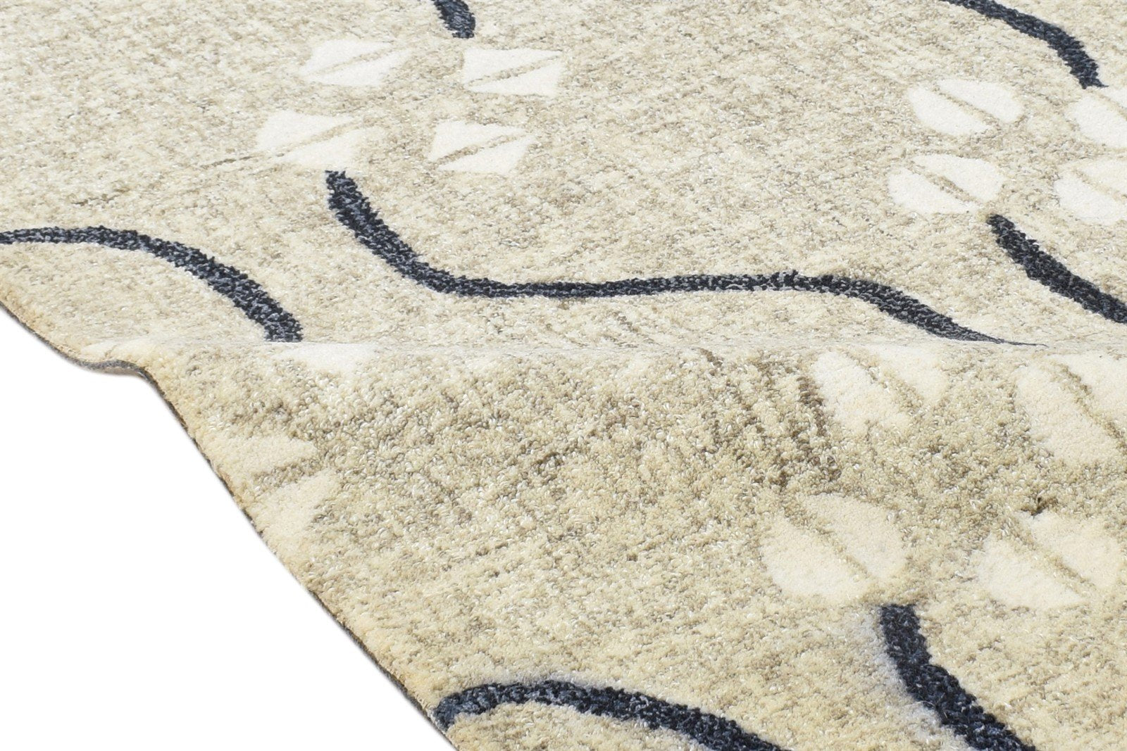 Hand Tufted Beige Wool Rug 2' X 3' Modern French Trellis Small Carpet Area Rug