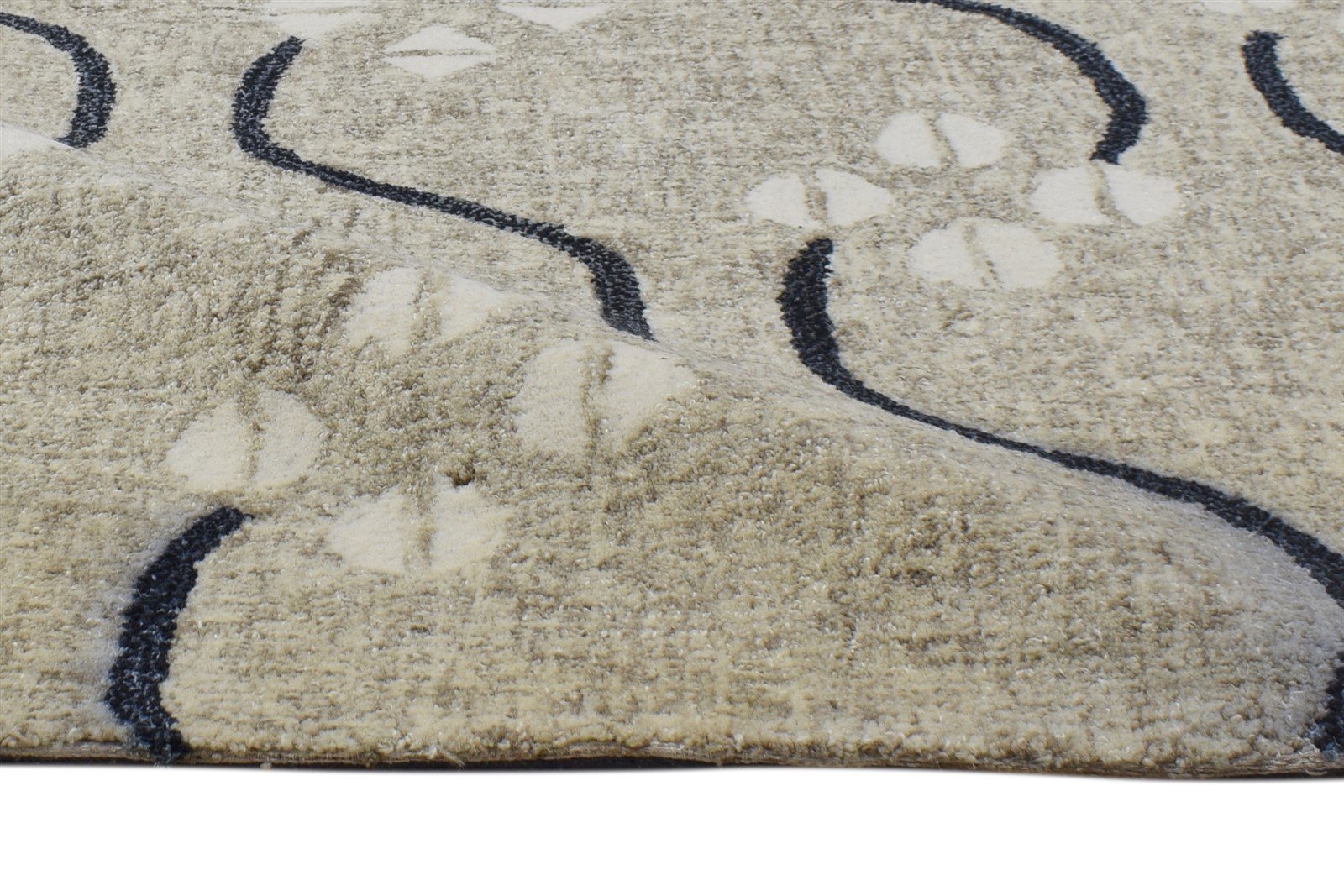 Hand Tufted Beige Wool Rug 2' X 3' Modern French Trellis Small Carpet Area Rug
