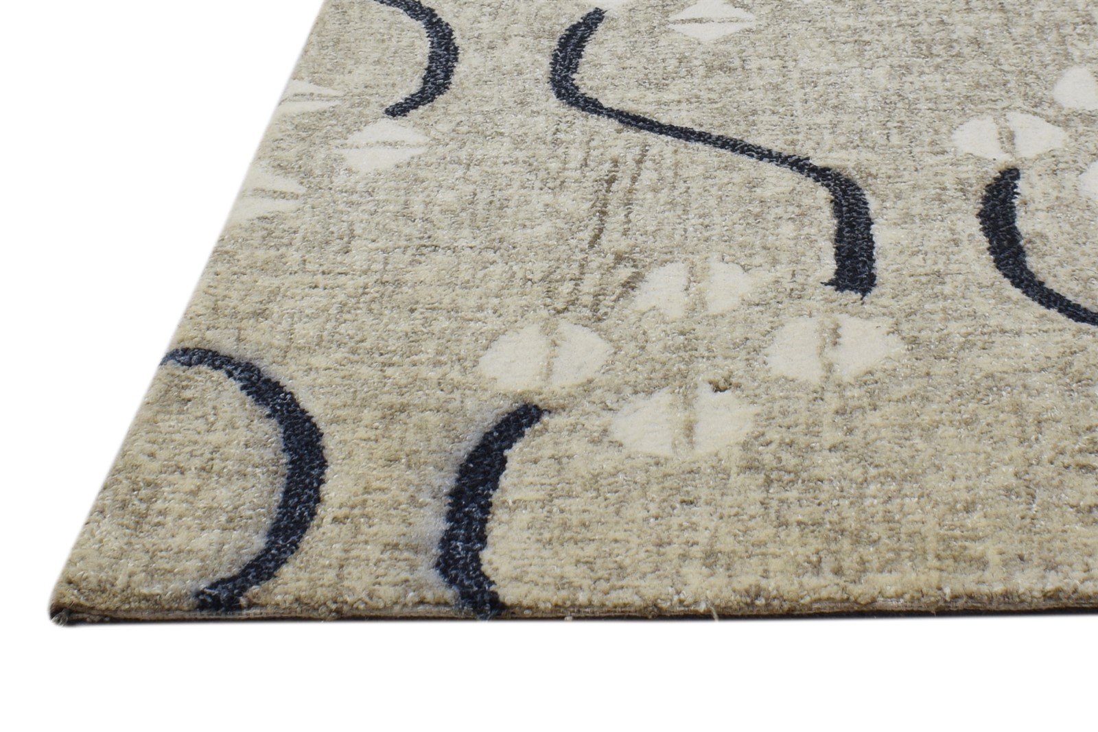 Hand Tufted Beige Wool Rug 2' X 3' Modern French Trellis Small Carpet Area Rug
