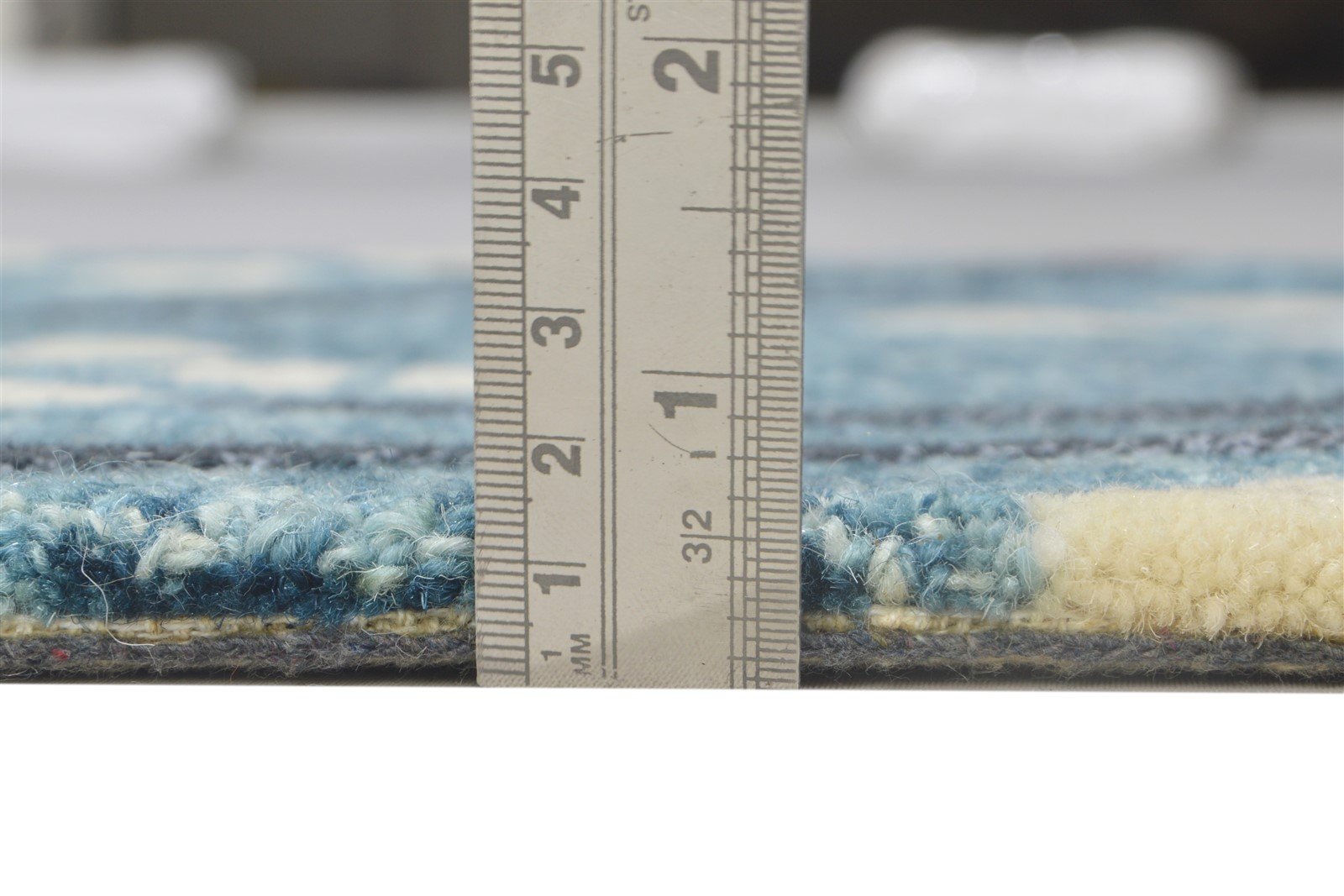Wool Blue Rug 2' X 3' Modern Hand Tufted French Trellis Small Carpet Area Rug