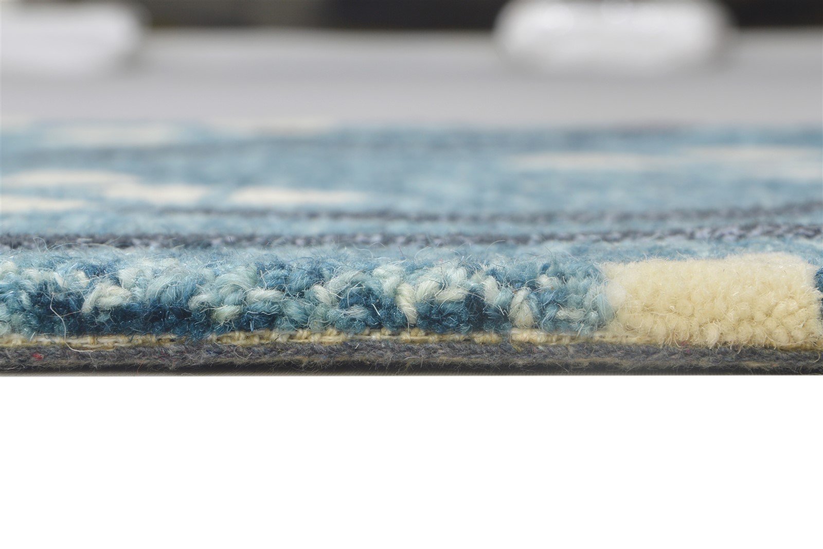 Wool Blue Rug 2' X 3' Modern Hand Tufted French Trellis Small Carpet Area Rug