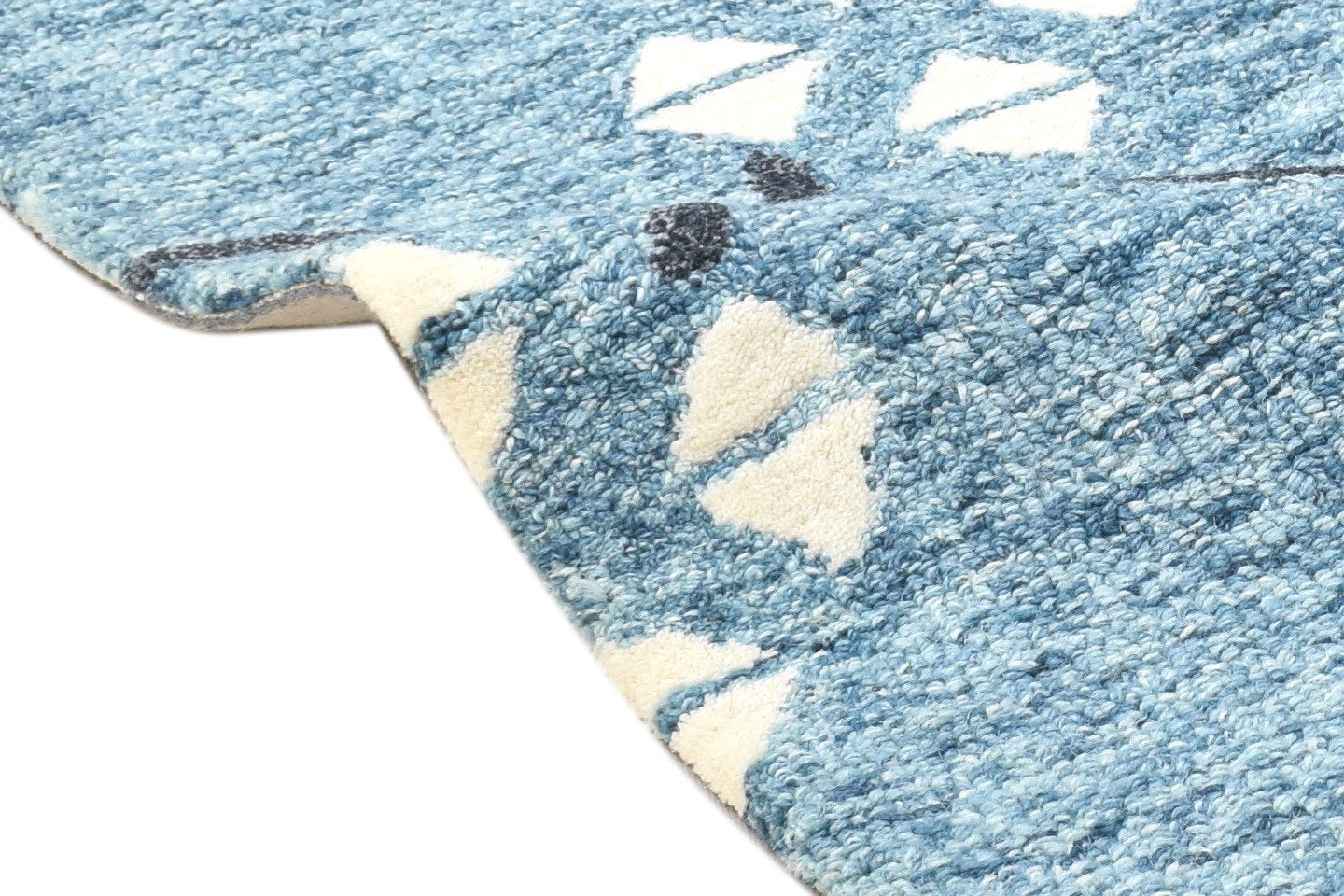 Wool Blue Rug 2' X 3' Modern Hand Tufted French Trellis Small Carpet Area Rug