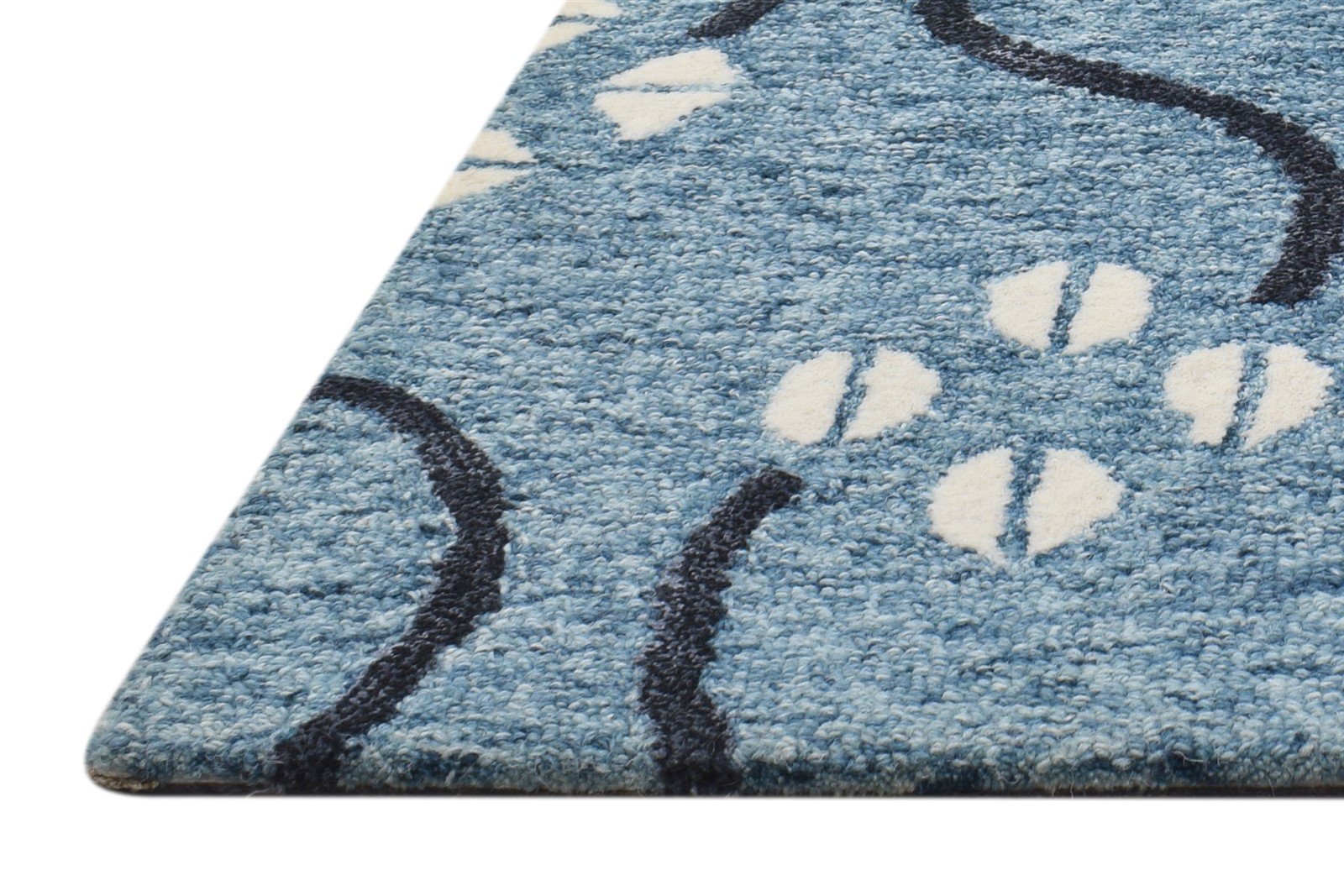 Wool Blue Rug 2' X 3' Modern Hand Tufted French Trellis Small Carpet Area Rug