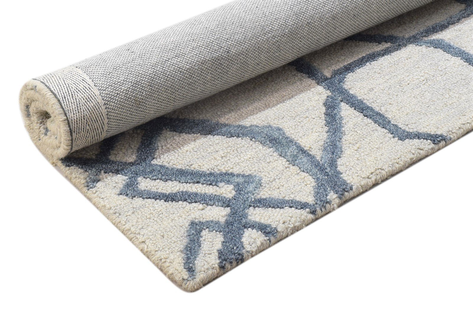 Hand Tufted Ivory Wool Rug 2' X 3' Modern Scandinavian Geometric Small Carpet Area Rug