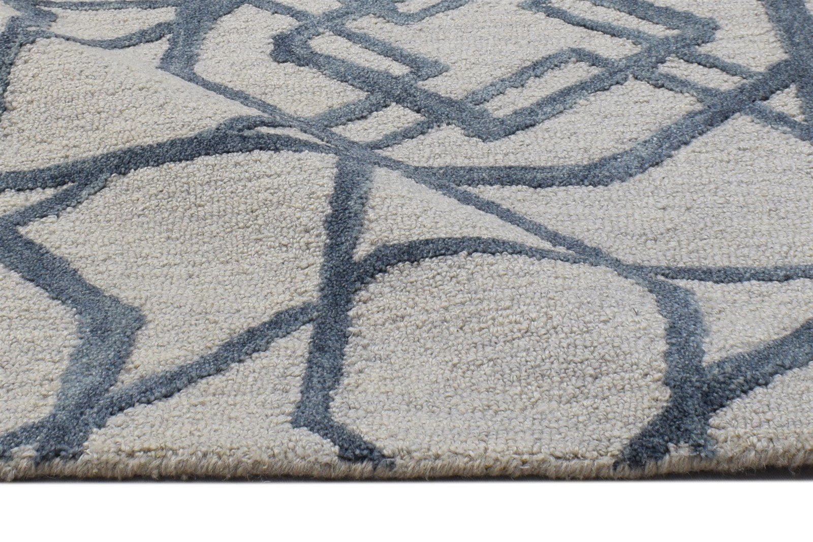 Hand Tufted Ivory Wool Rug 2' X 3' Modern Scandinavian Geometric Small Carpet Area Rug