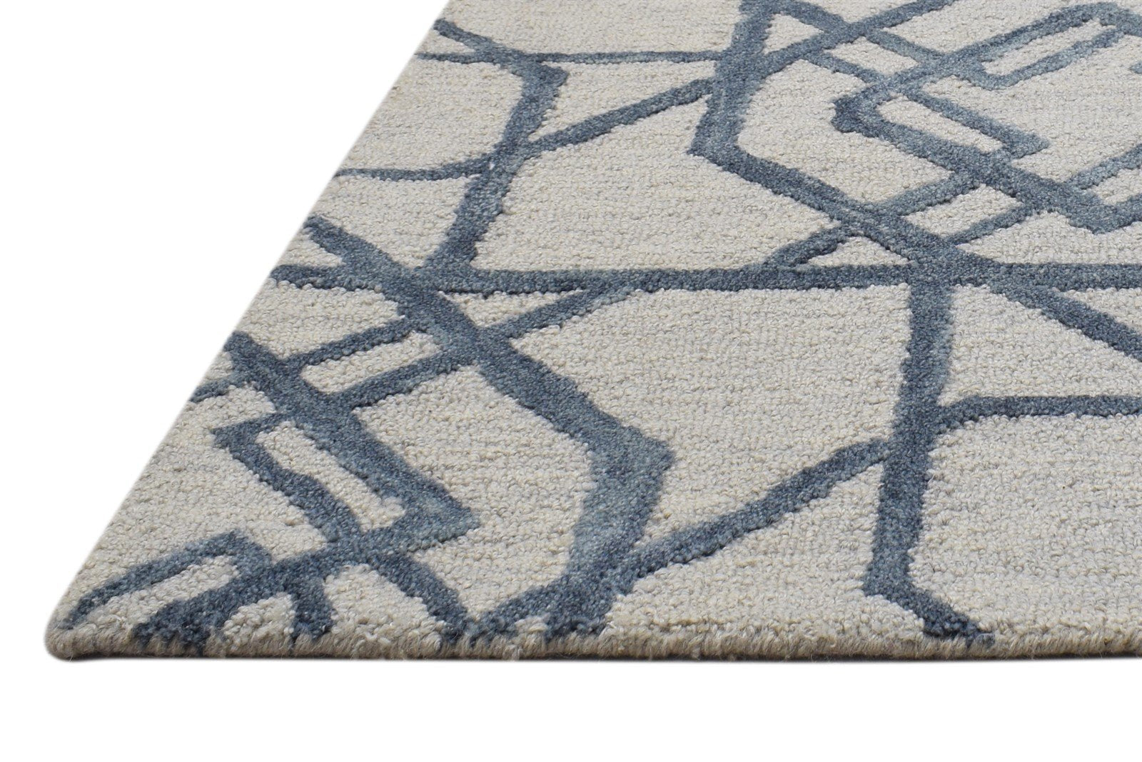 Hand Tufted Ivory Wool Rug 2' X 3' Modern Scandinavian Geometric Small Carpet Area Rug