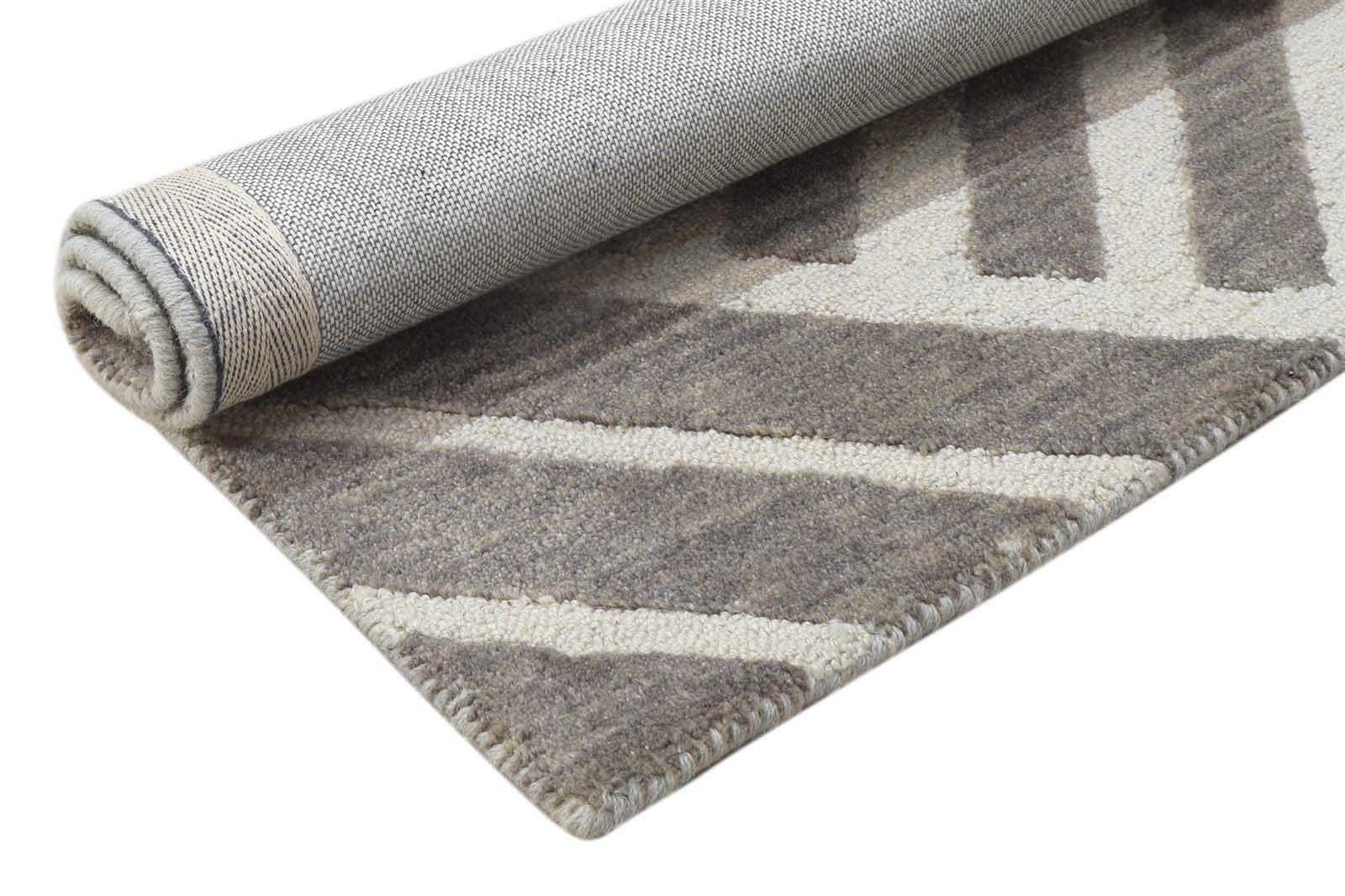 2' X 3' Rug Wool Brown Modern Hand Tufted Scandinavian Geometric Small Carpet Area Rug