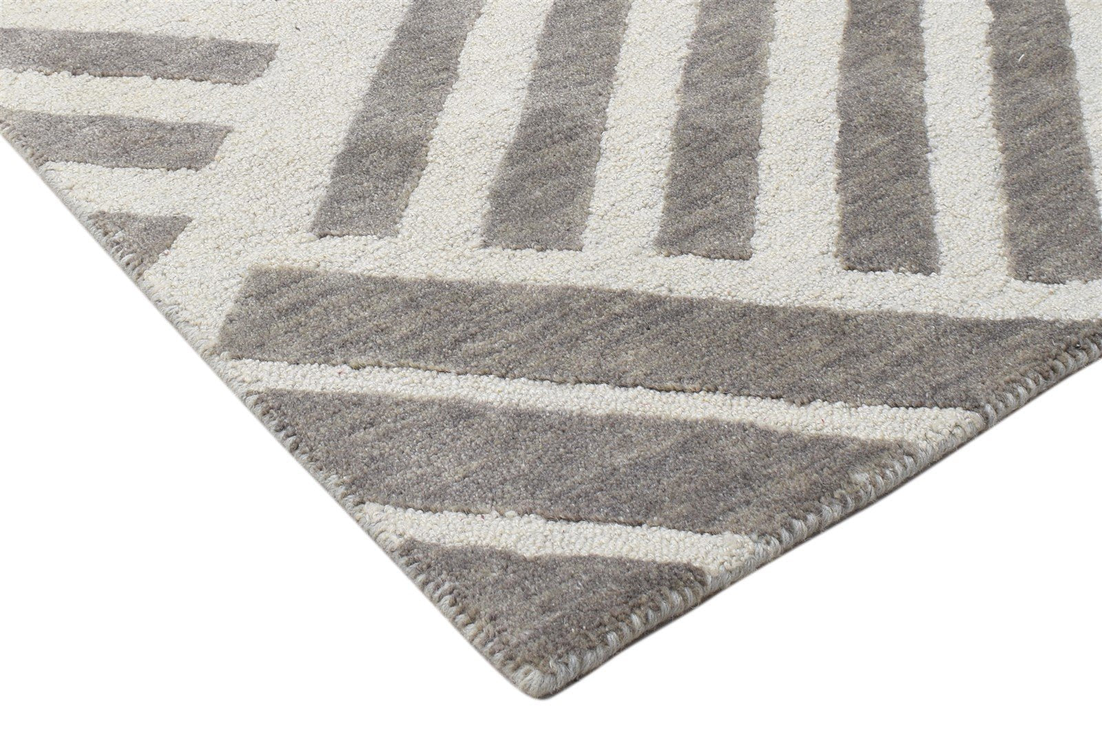 2' X 3' Rug Wool Brown Modern Hand Tufted Scandinavian Geometric Small Carpet Area Rug