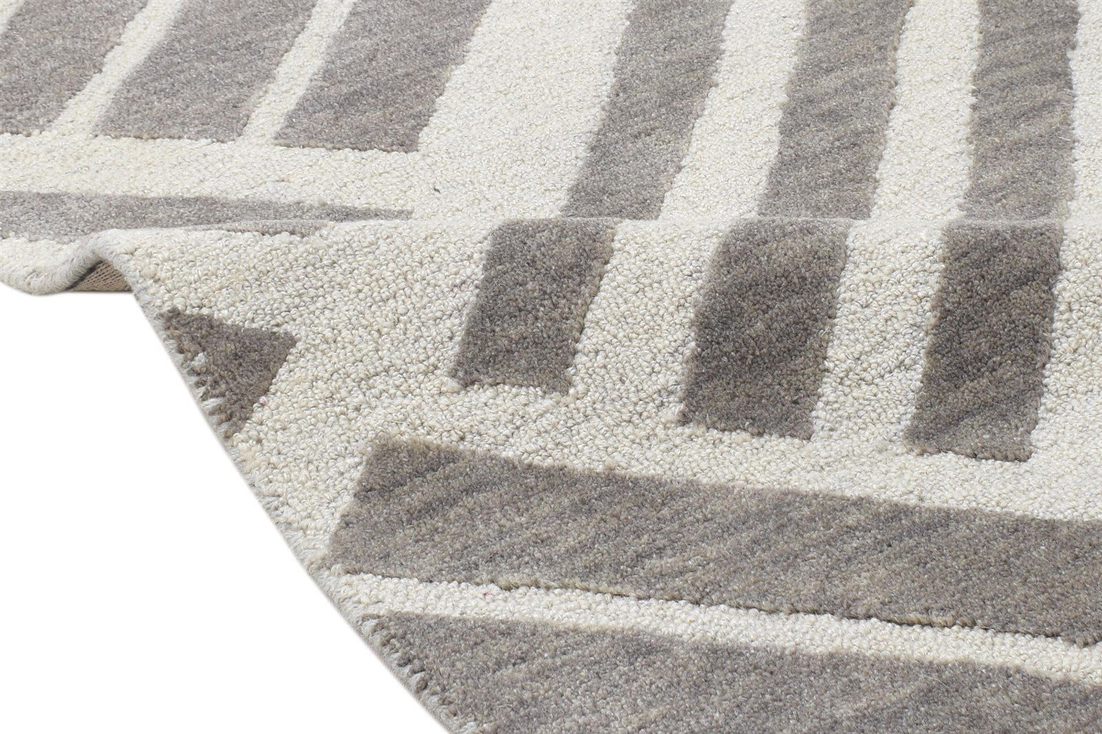 2' X 3' Rug Wool Brown Modern Hand Tufted Scandinavian Geometric Small Carpet Area Rug