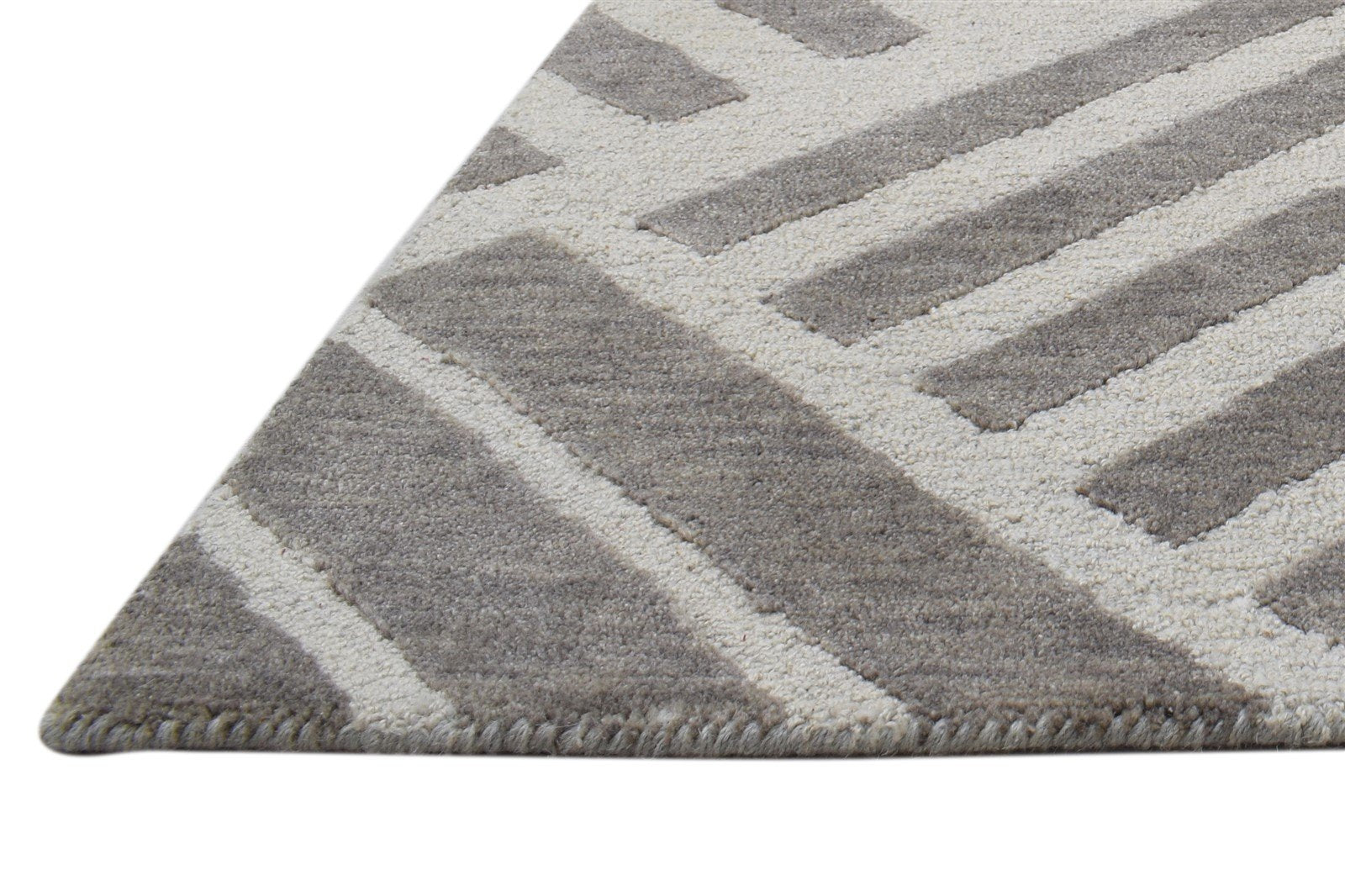 2' X 3' Rug Wool Brown Modern Hand Tufted Scandinavian Geometric Small Carpet Area Rug