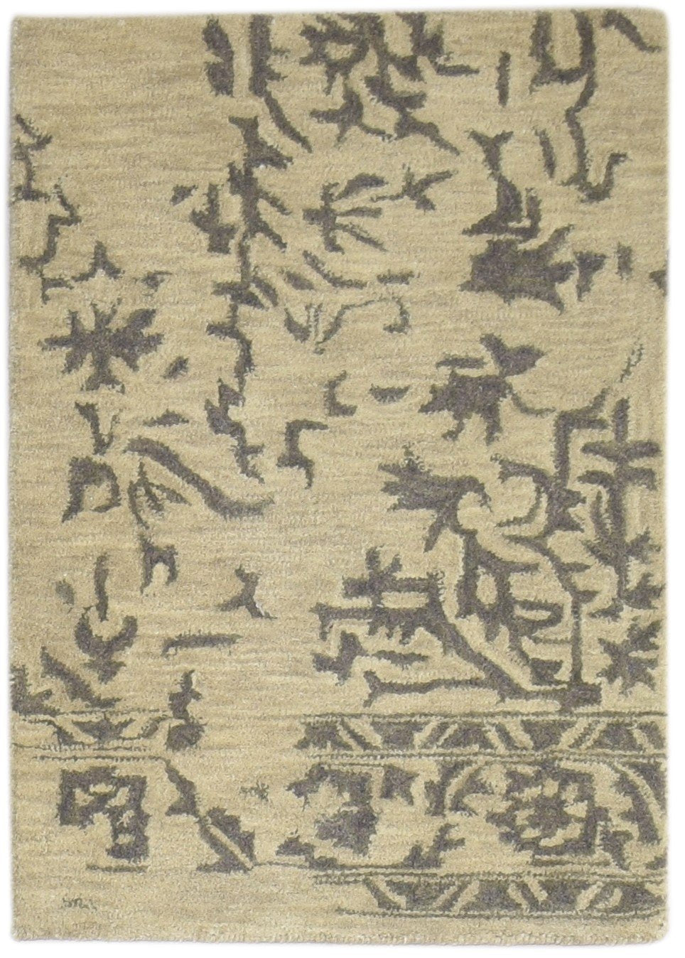Wool Beige Rug 2' X 3' Modern Hand Tufted Oushak Oriental Small Carpet Area Rug