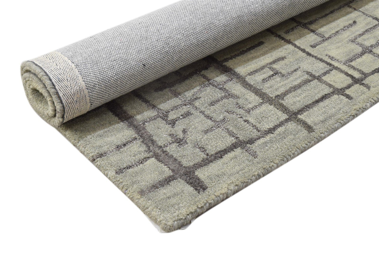 Sage Wool Rug 2' X 3' Modern Hand Tufted Scandinavian Geometric Small Carpet Area Rug