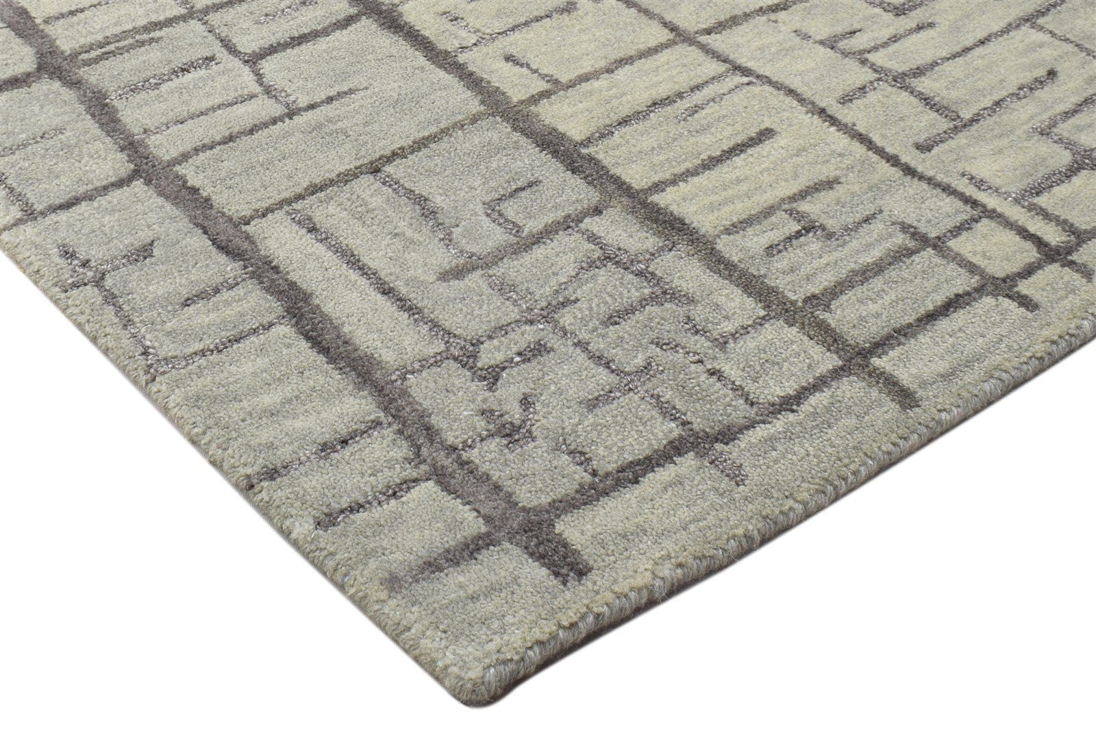 Sage Wool Rug 2' X 3' Modern Hand Tufted Scandinavian Geometric Small Carpet Area Rug