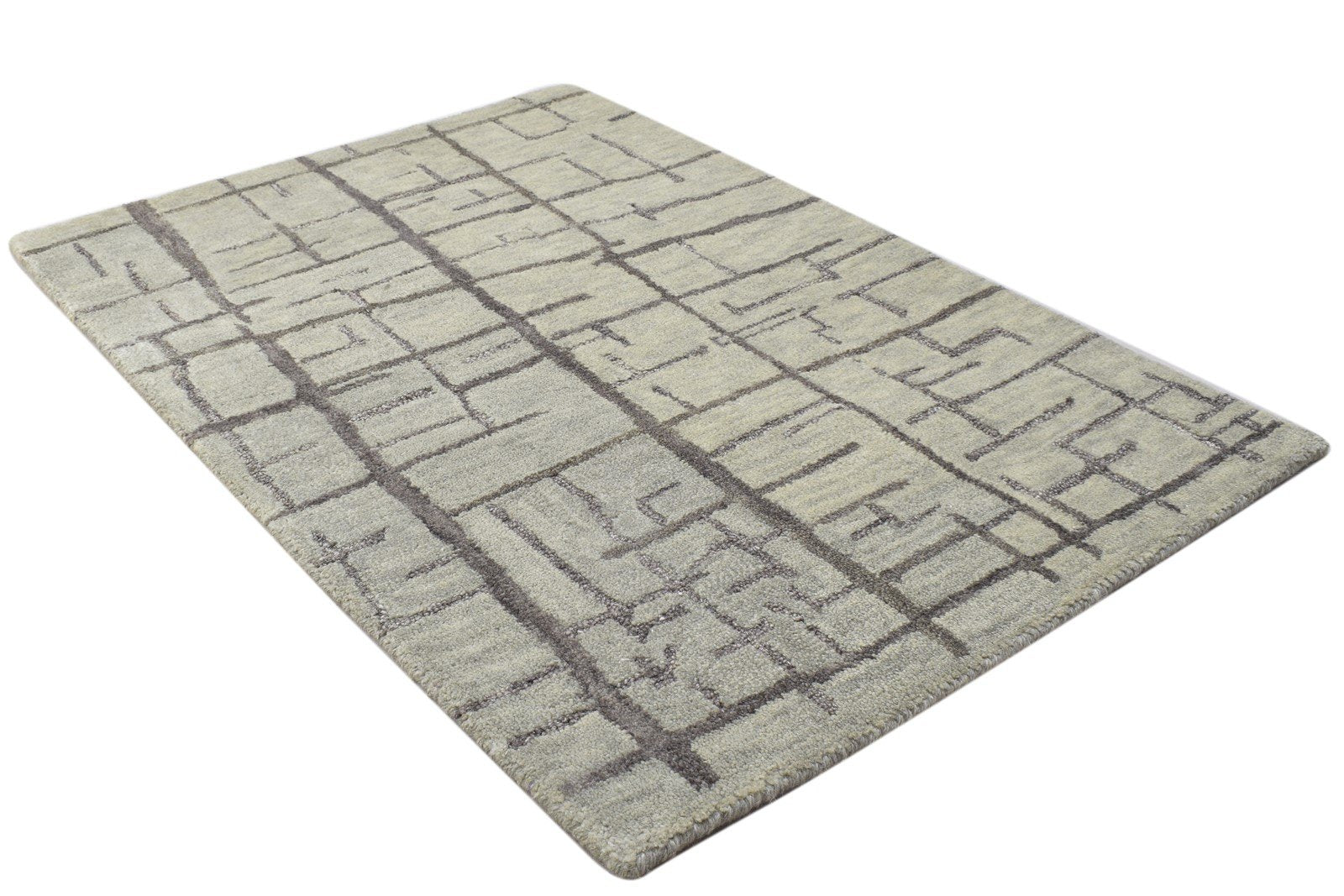 Sage Wool Rug 2' X 3' Modern Hand Tufted Scandinavian Geometric Small Carpet Area Rug
