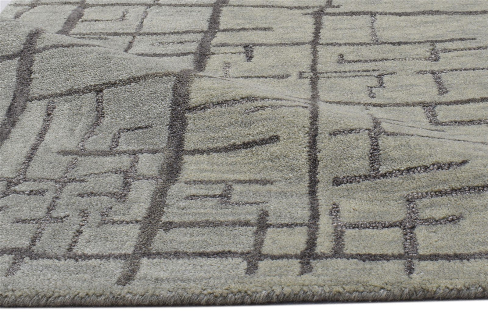 Sage Wool Rug 2' X 3' Modern Hand Tufted Scandinavian Geometric Small Carpet Area Rug