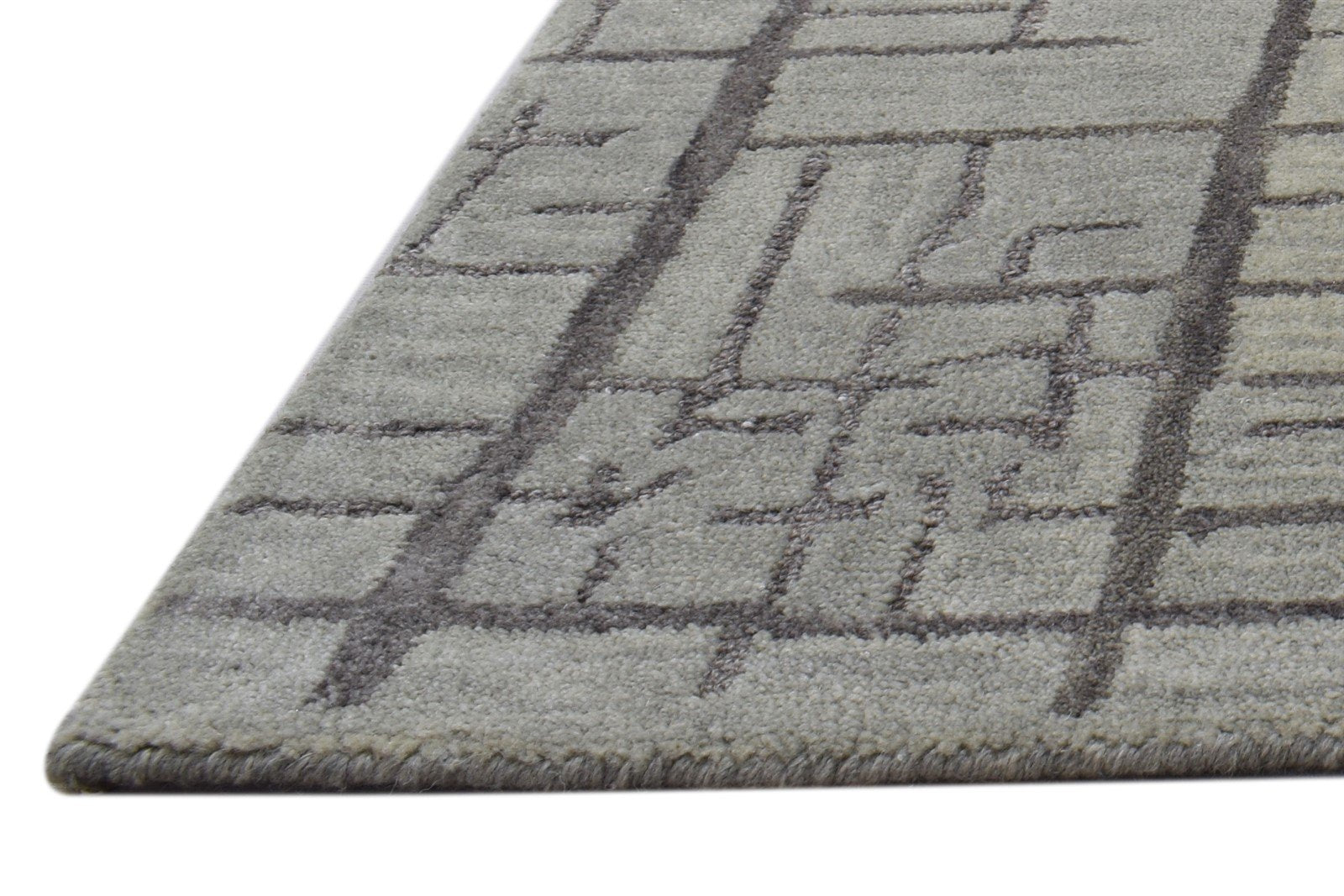 Sage Wool Rug 2' X 3' Modern Hand Tufted Scandinavian Geometric Small Carpet Area Rug