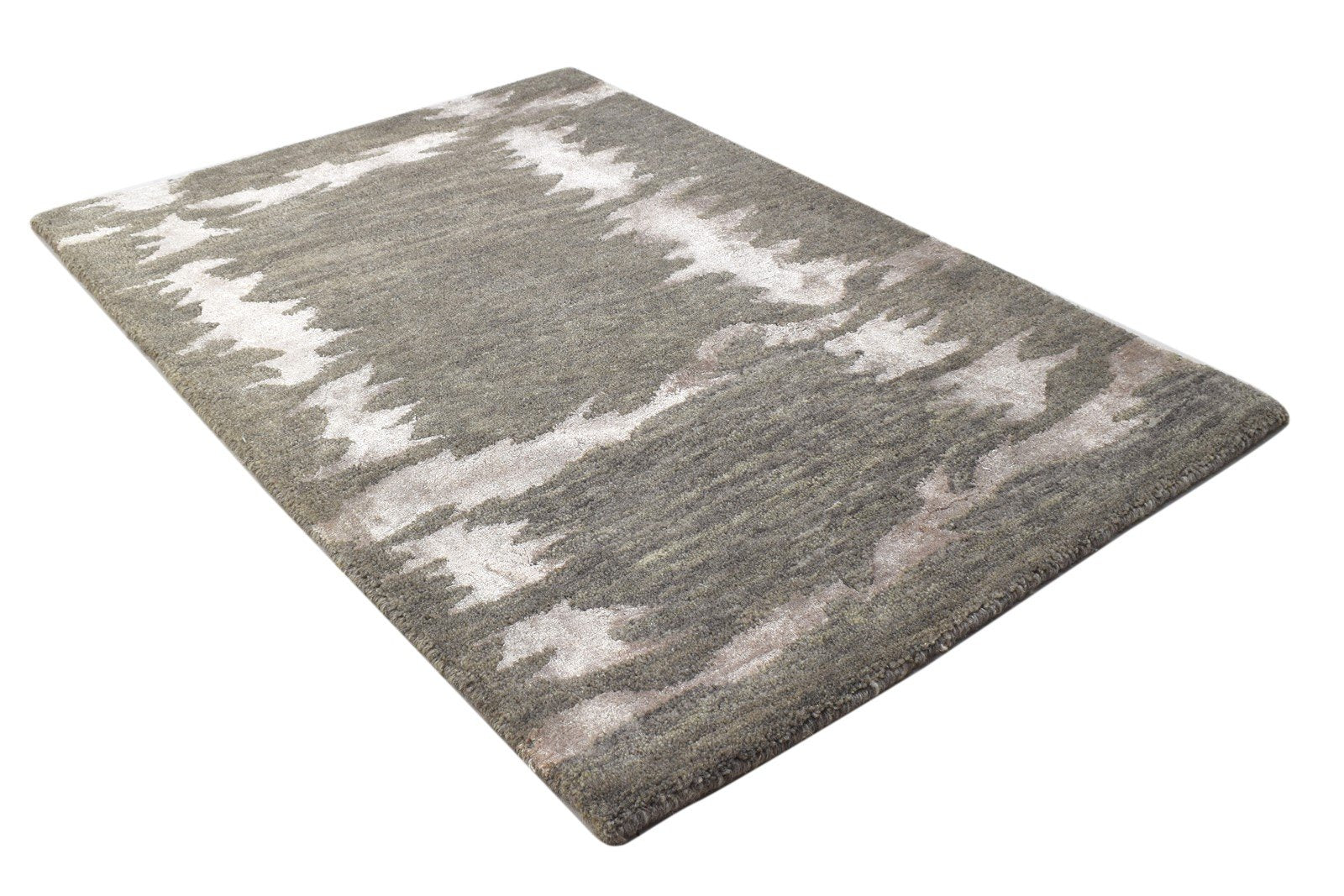 Wool Brown Rug 2' X 3' Modern Hand Tufted Scandinavian Geometric Small Carpet Area Rug
