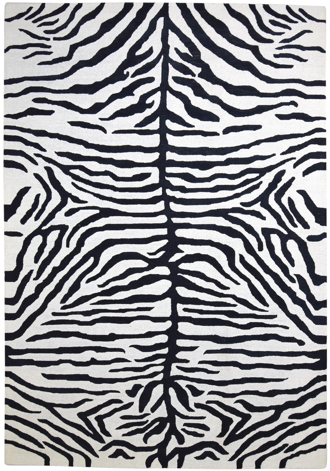 Wool Black Rug 9X13 Modern Hand Tufted Indian Animal Print Extra Large Carpet Area Rug