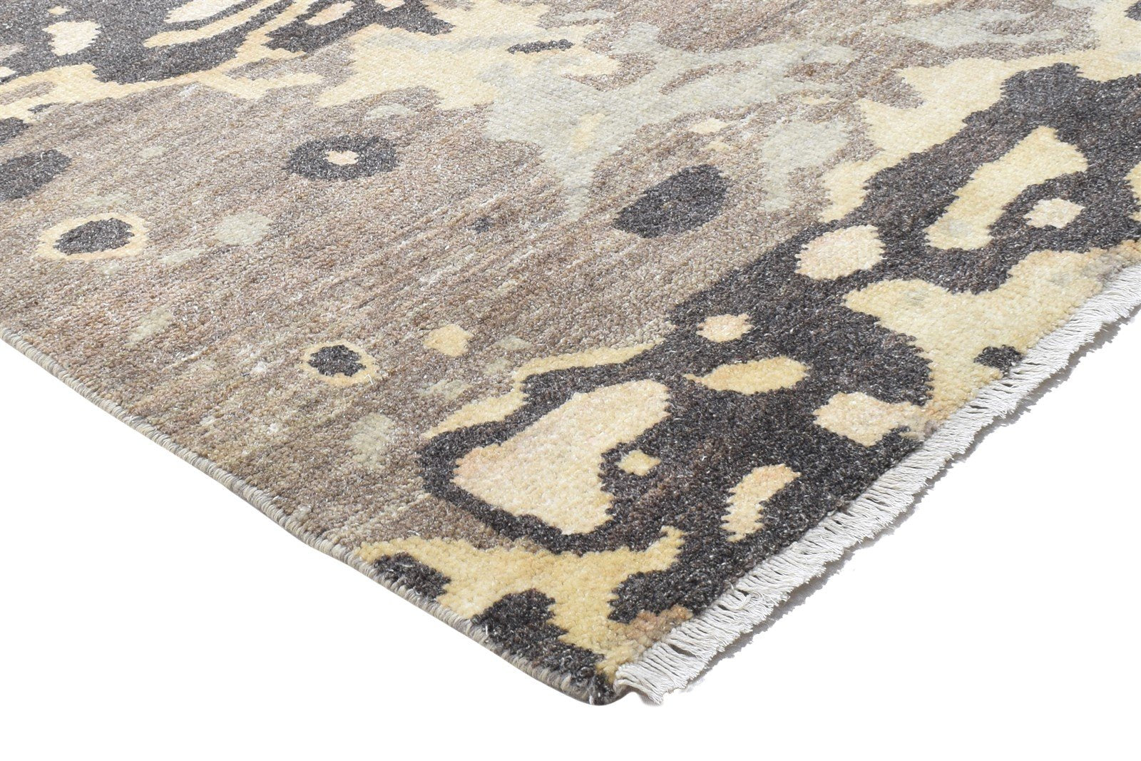Wool Brown Rug 3' X 10' Modern Hand Knotted Indian Abstract Small Runner Area Rug
