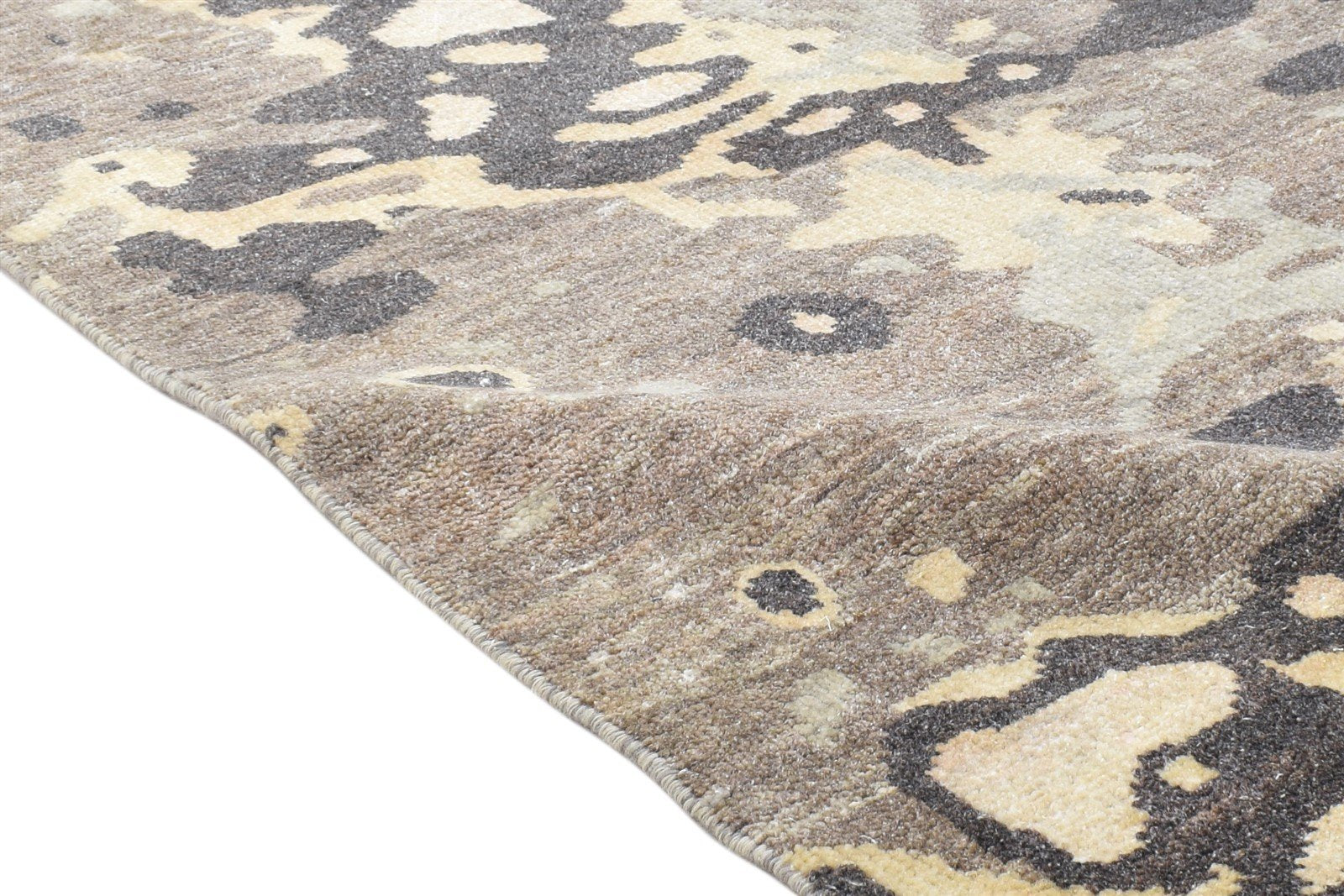 Wool Brown Rug 3' X 10' Modern Hand Knotted Indian Abstract Small Runner Area Rug