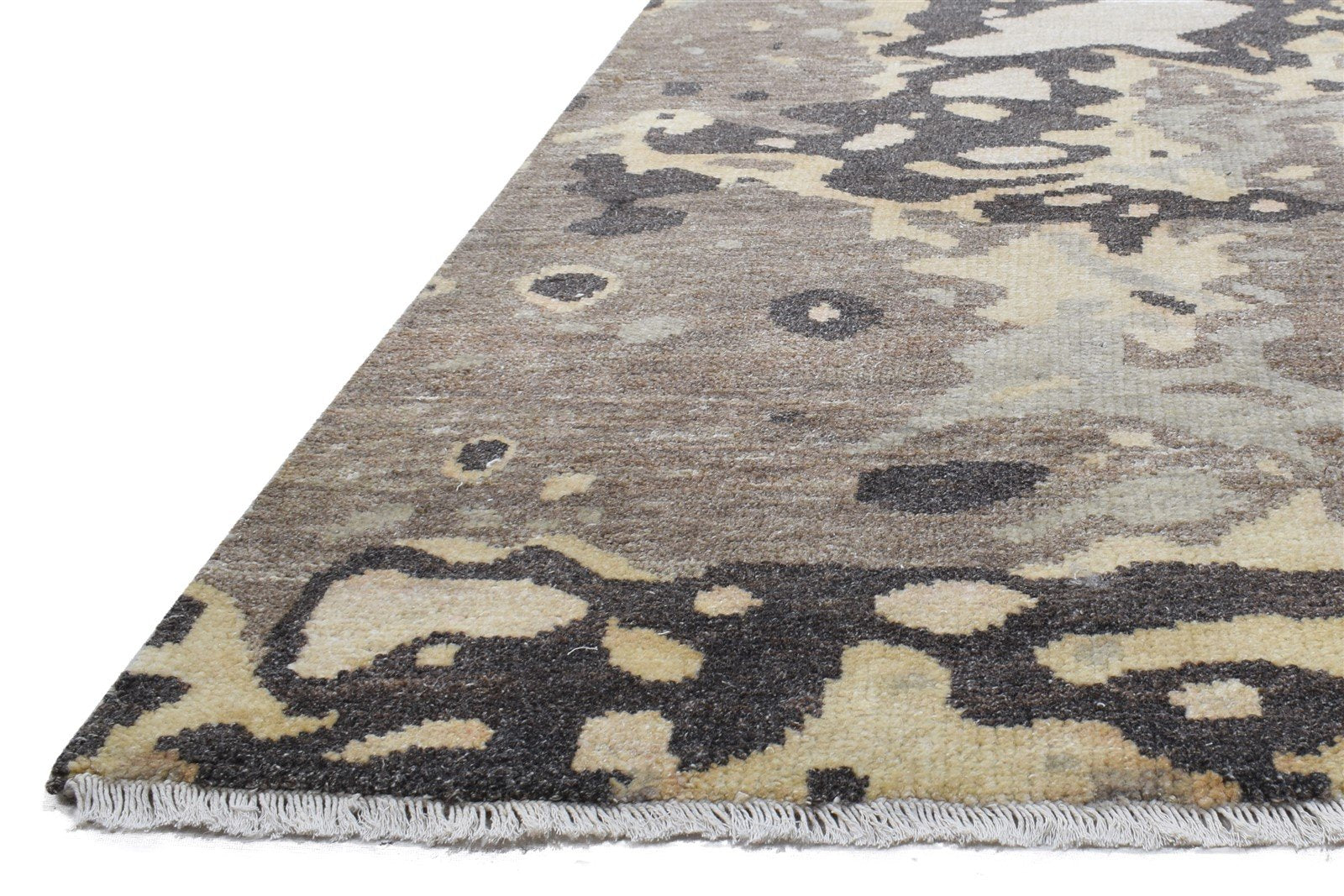 Wool Brown Rug 3' X 10' Modern Hand Knotted Indian Abstract Small Runner Area Rug