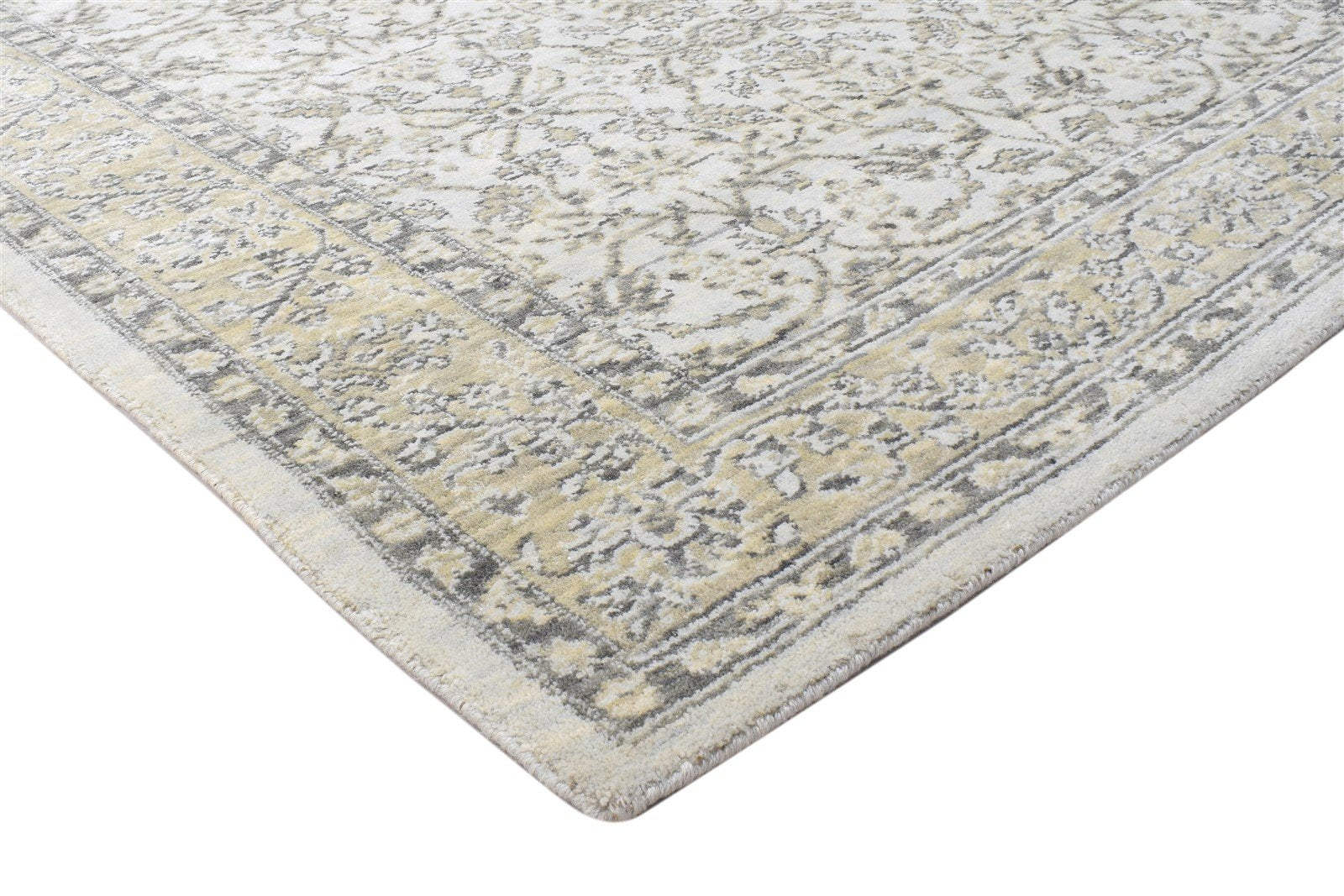 Jacquard Loom Cream Wool Silk Rug 5X8 Modern Oushak Oriental Room Size Carpet Area Rug