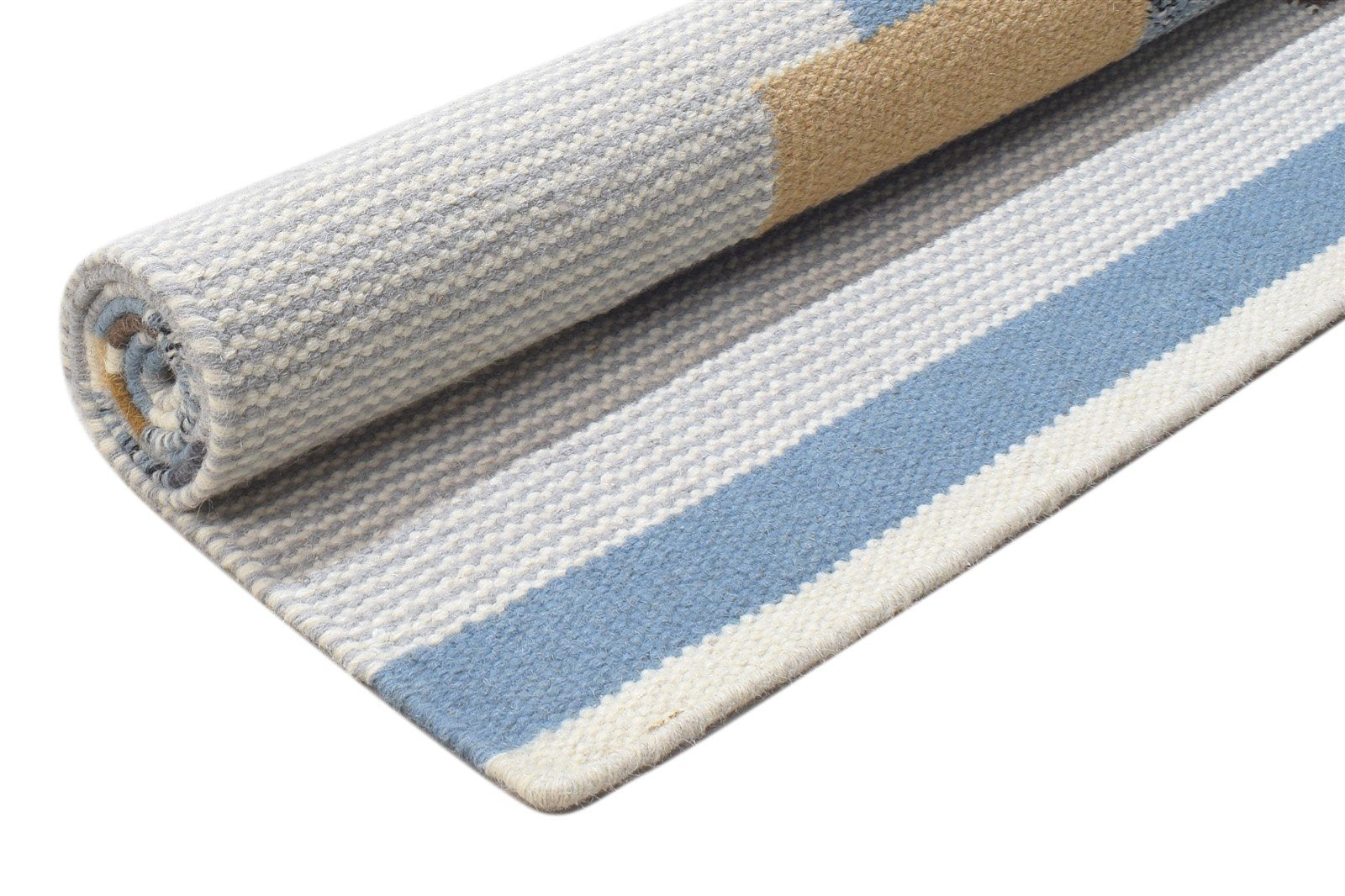 4' X 6' Rug Wool Blue Modern Dhurrie Moroccan Geometric Room Size Carpet Area Rug