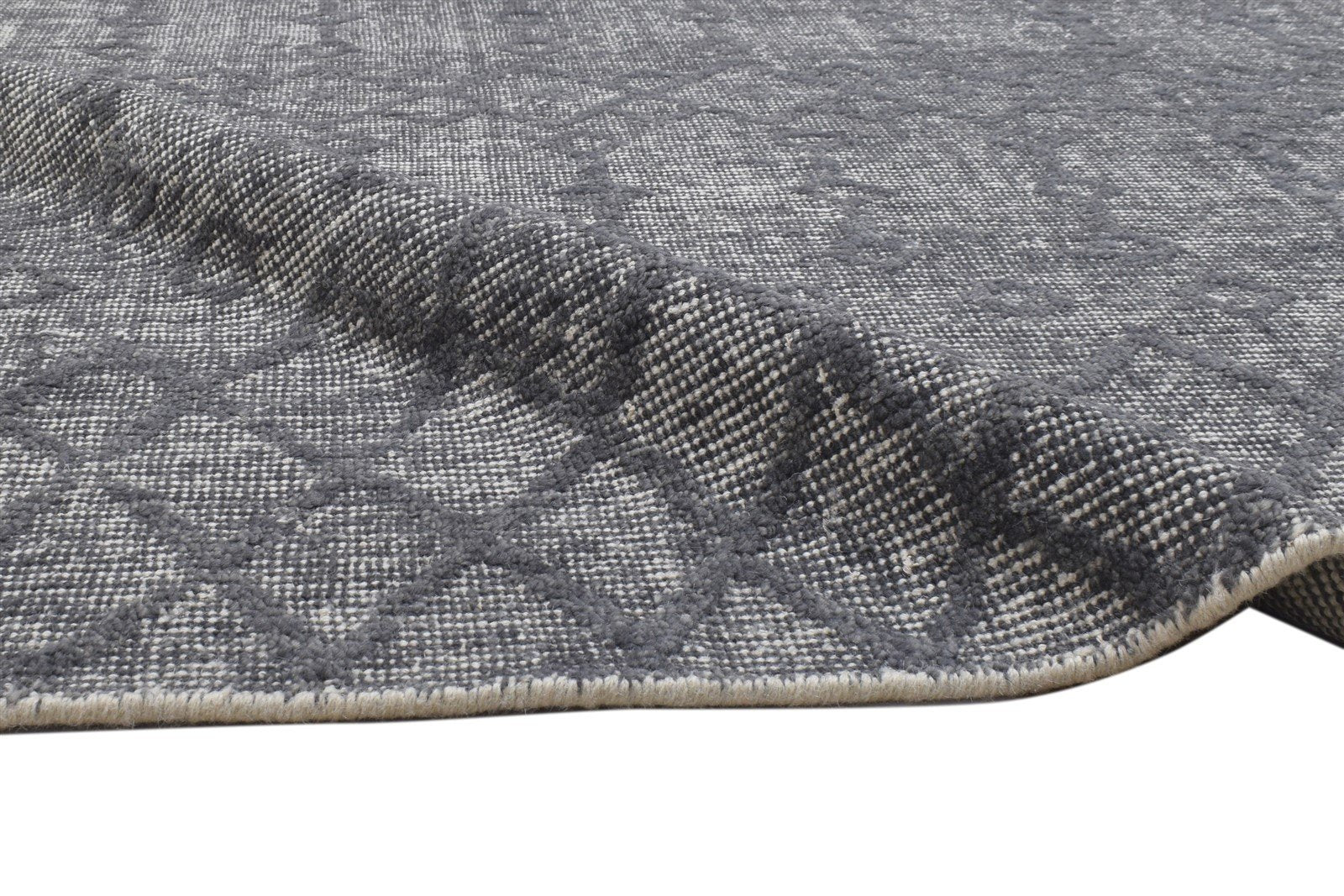 Dark Grey Wool Rug 5' X 6' Modern Handloom Moroccan Geometric Room Size Carpet Area Rug