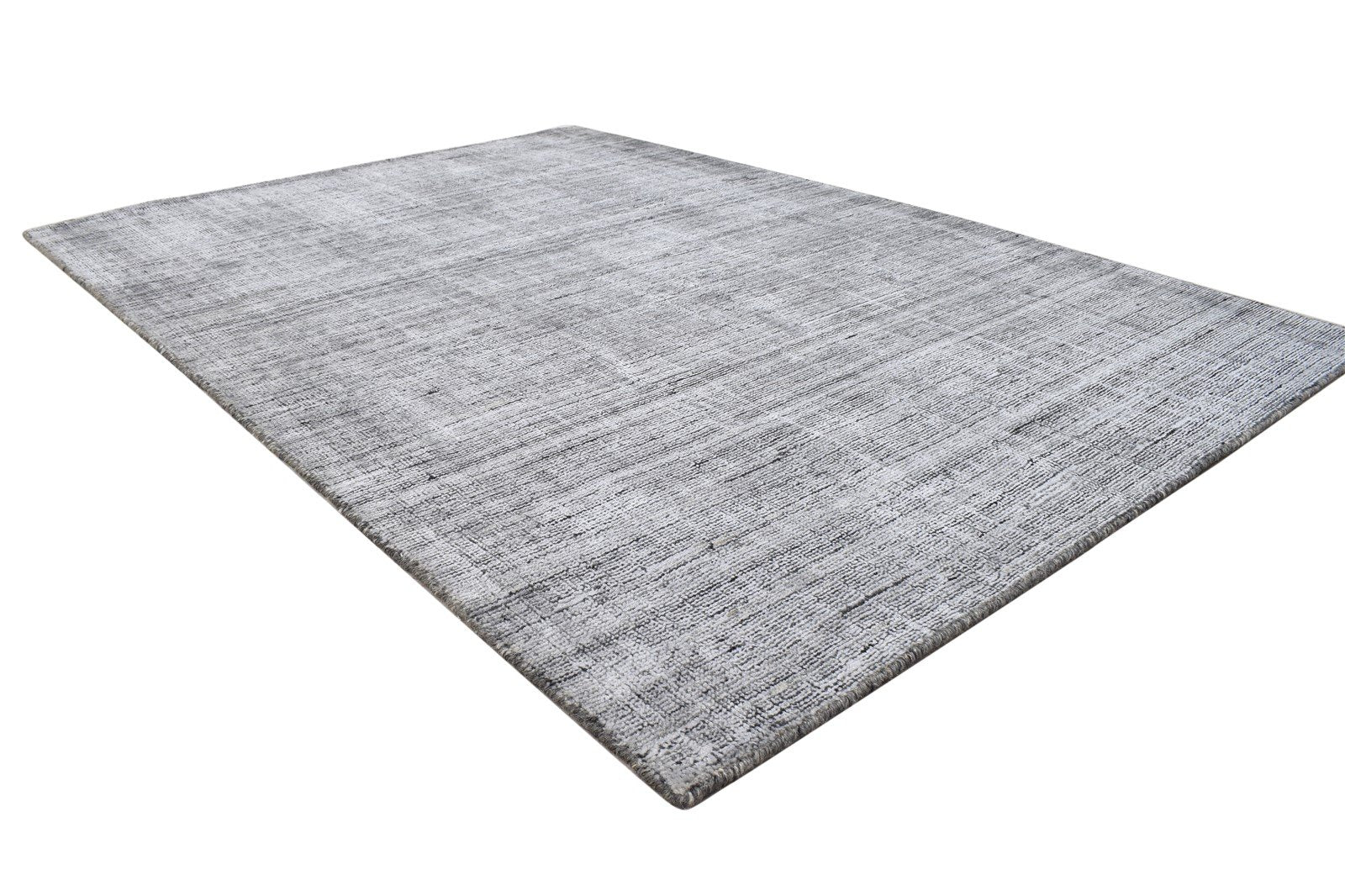 5X6 Rug Wool / Silk Dark Grey Modern Handloom Scandinavian Solid Room Size Area Rug