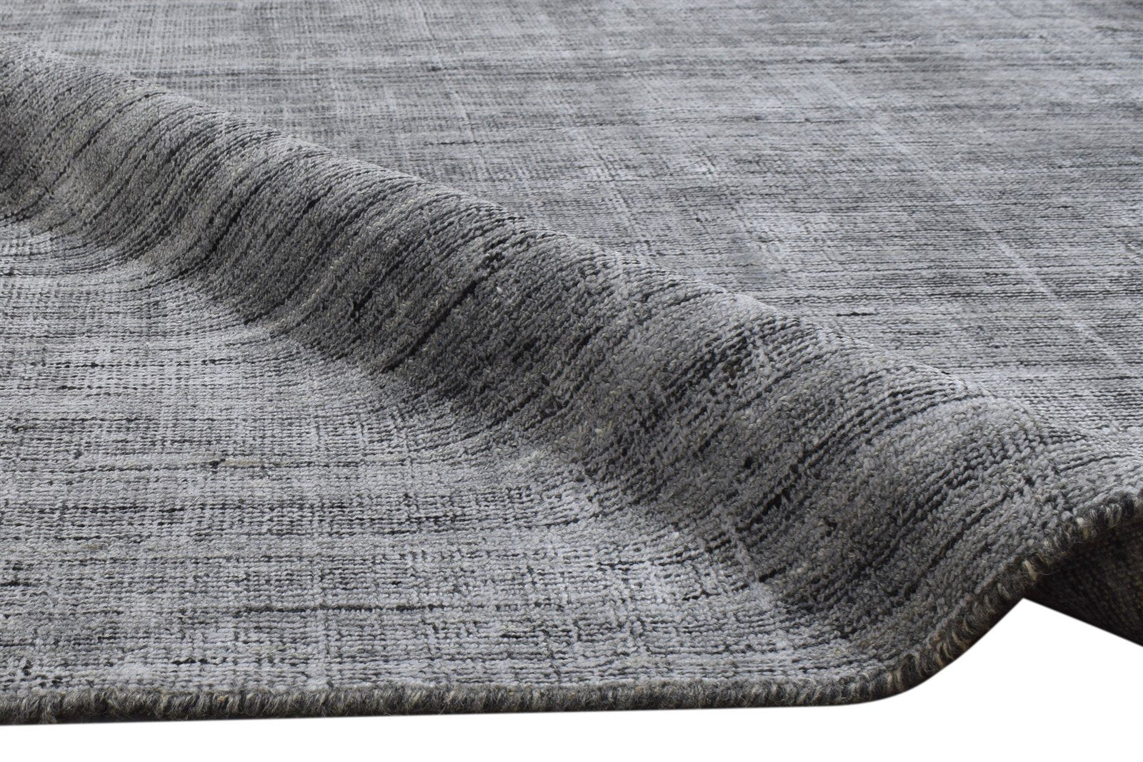 5X6 Rug Wool / Silk Dark Grey Modern Handloom Scandinavian Solid Room Size Area Rug