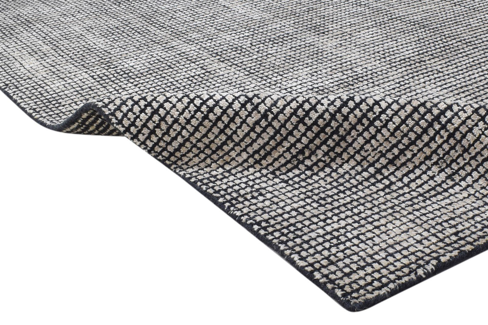 Handloom Charcoal Wool / Silk Rug 4X6 Modern Scandinavian Solid Room Size Area Rug
